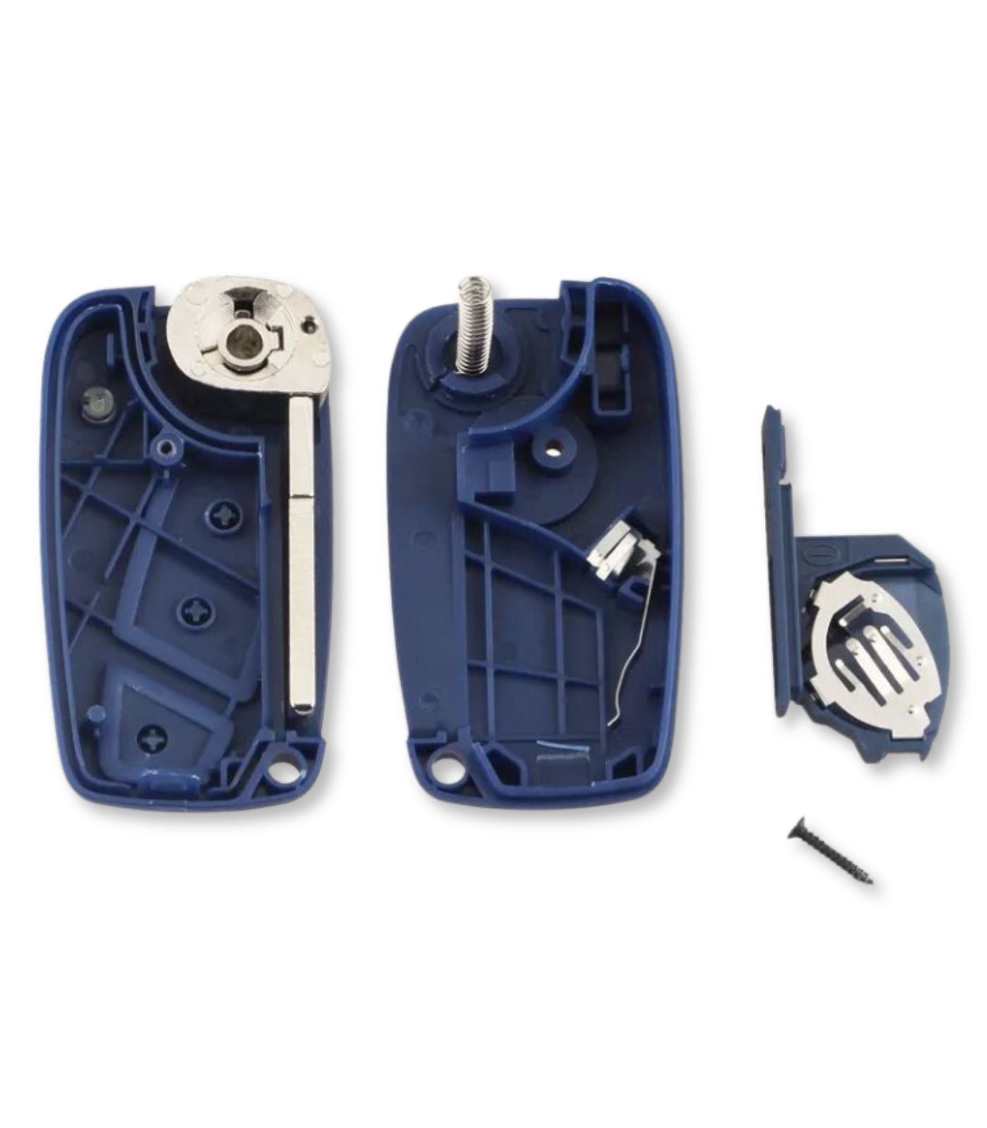 Chiave 3 Tasti per Telecomando Compatibile con Fiat Punto Evo Ducato Stilo 500, Guscio Blu Lama non intercambiabile SIP22 e Vano Batteria Laterale