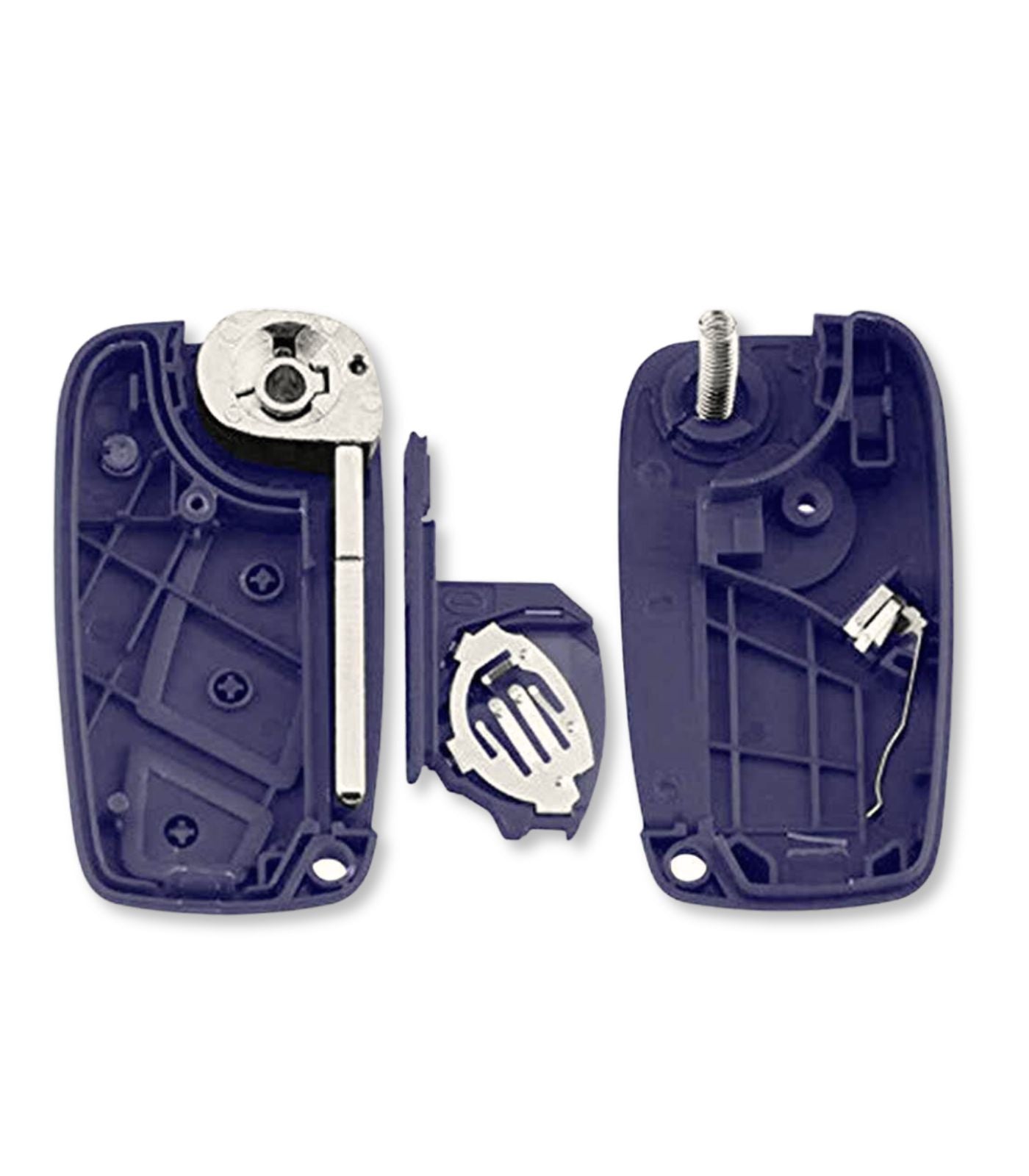 Chiave 3 Tasti per Telecomando Compatibile con Fiat Punto Evo Ducato Stilo 500, Guscio Blu Lama non intercambiabile SIP22 e Vano Batteria Laterale