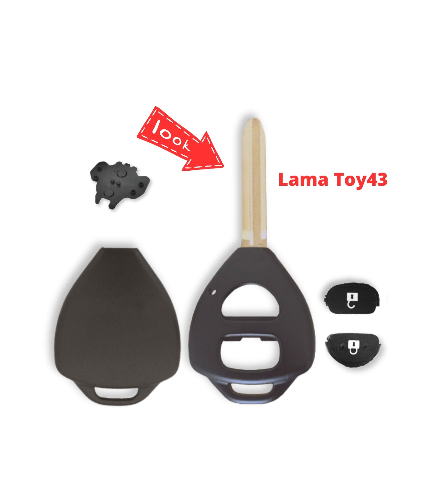 Chiave con Guscio 2 tasti e Lama Toy43 per Telecomando Compatibile con Toyota Auris IQ Yaris Prado Rav4 Corolla
