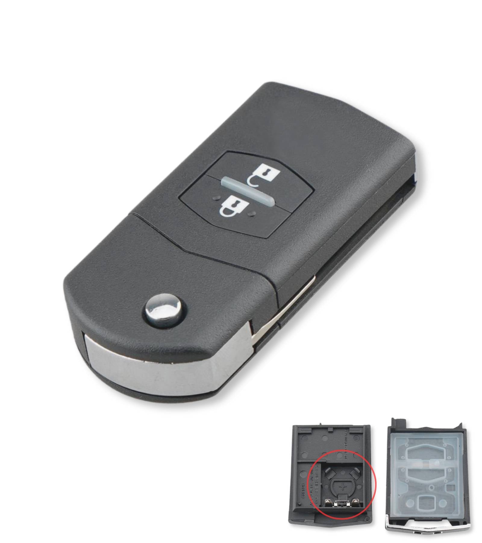 Chiave Guscio Scocca e Lama Telecomando 2 Tasti Compatibile con Mazda 2 3 5 6 Bt50 Cx-5 Cx-7 Cx-9 Rx8
