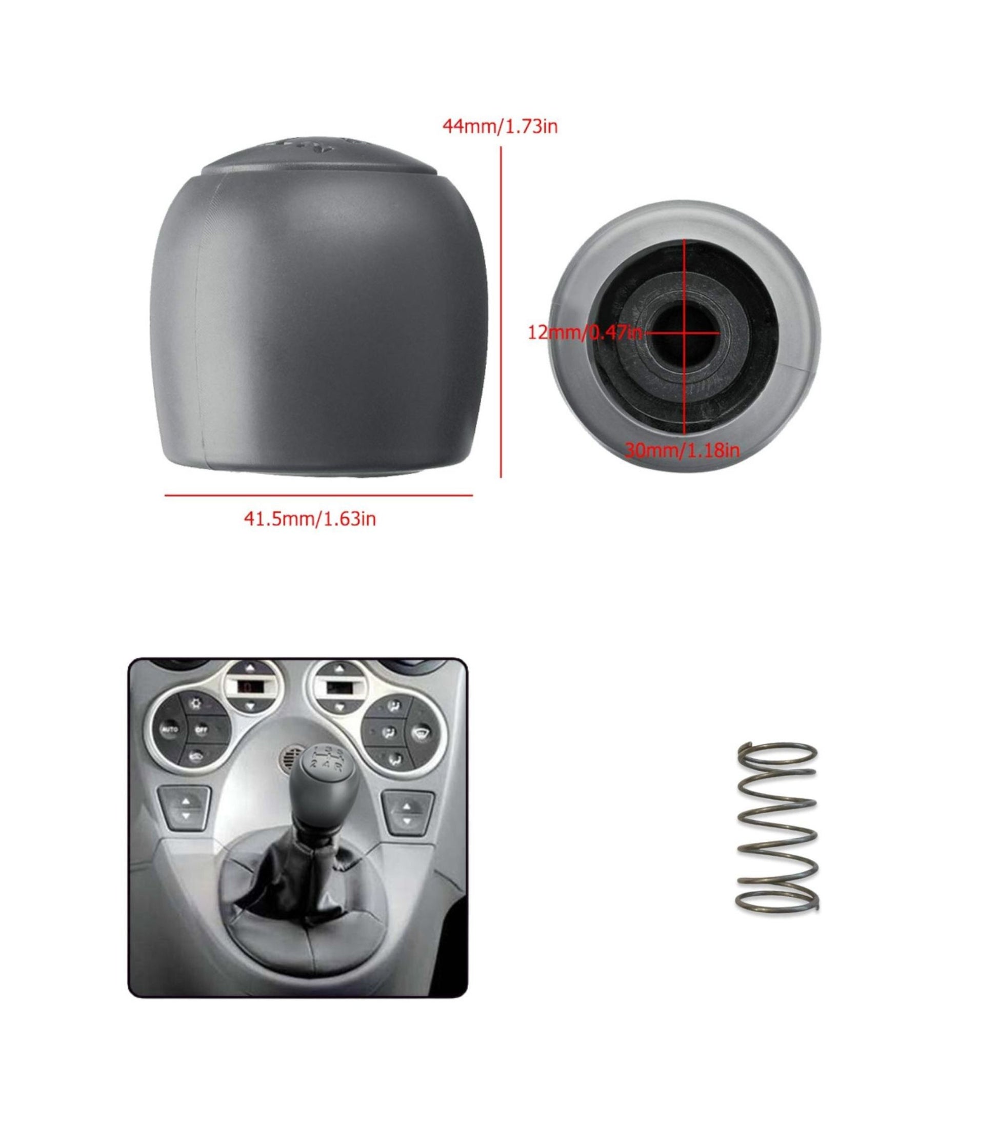 5 Speed ​​Gear Knob Kit, Boot and Spring for Fiat Panda 2003-2012 and Fiat 500/500C 2007-2013