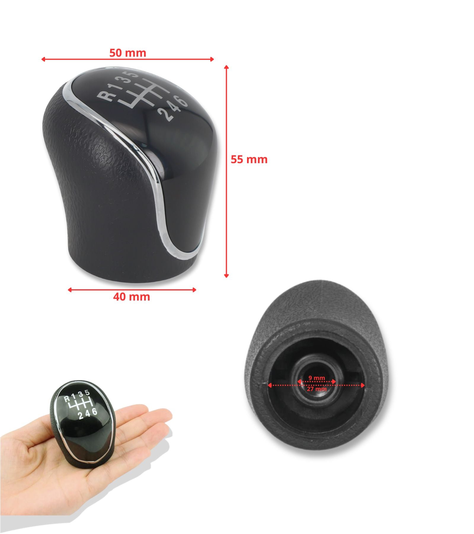 6 Speed ​​Manual Gear Shift Knob Compatible with Hyundai IX35 2012-2016 Black