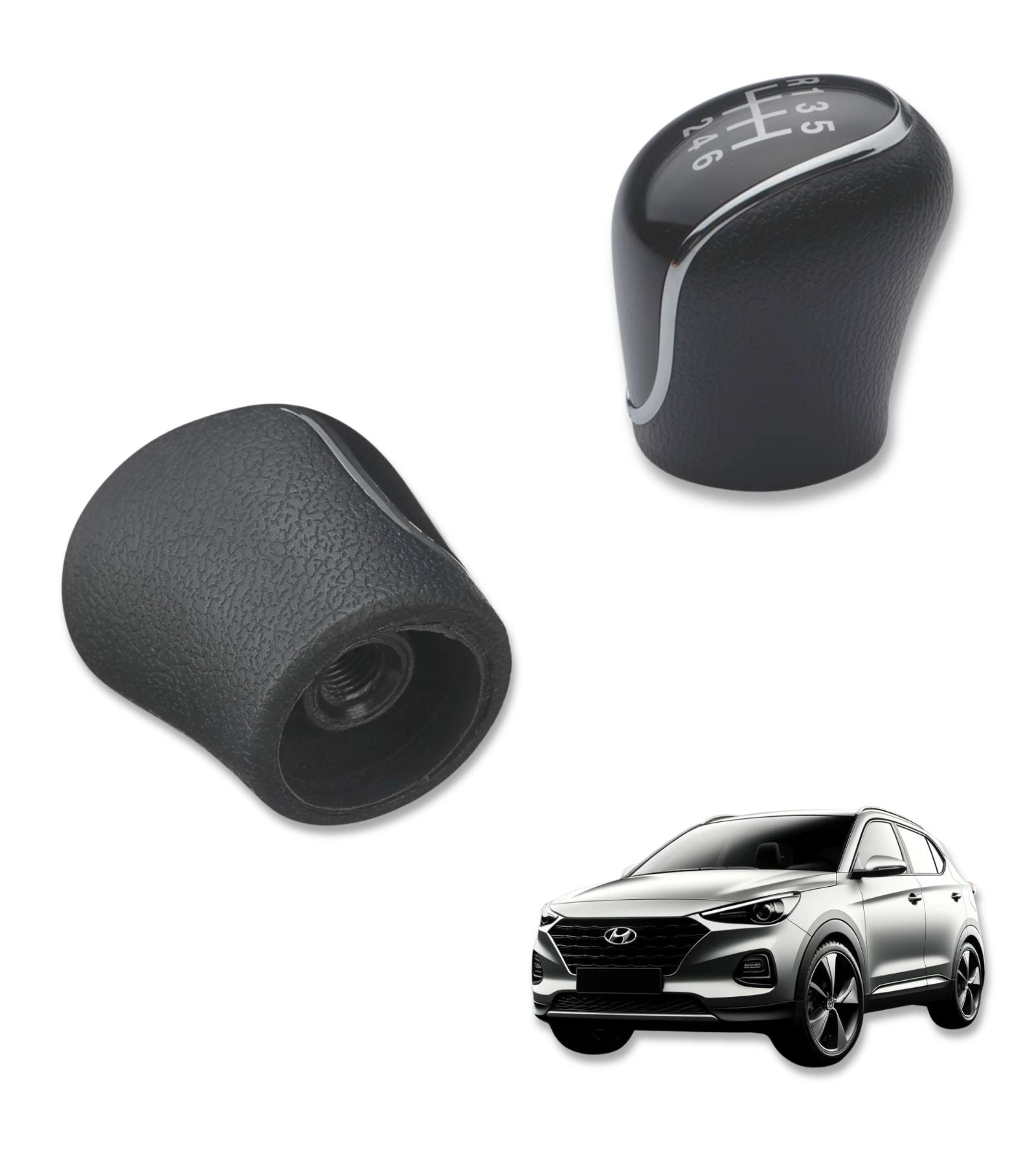 6 Speed ​​Manual Gear Shift Knob Compatible with Hyundai IX35 2012-2016 Black