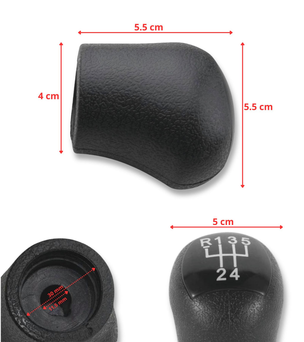 Pomello Leva Cambio 5 Marce Manuale e Retromarcia Compatibile con Renault Kangoo 2006-2008, Impugnatura Antiscivolo, Placca Nera, Facile da Installare
