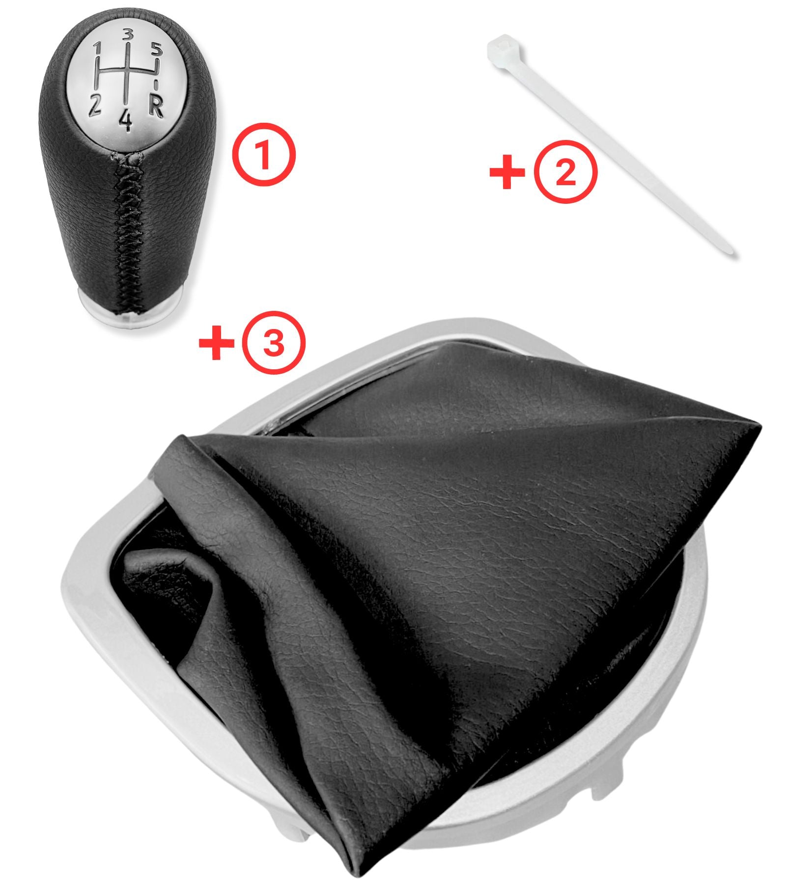 Kit Sostituzione Cuffia e Pomello 5 Marce Compatibile con Renault Clio III, Kangoo II, Twingo II, Espace IV