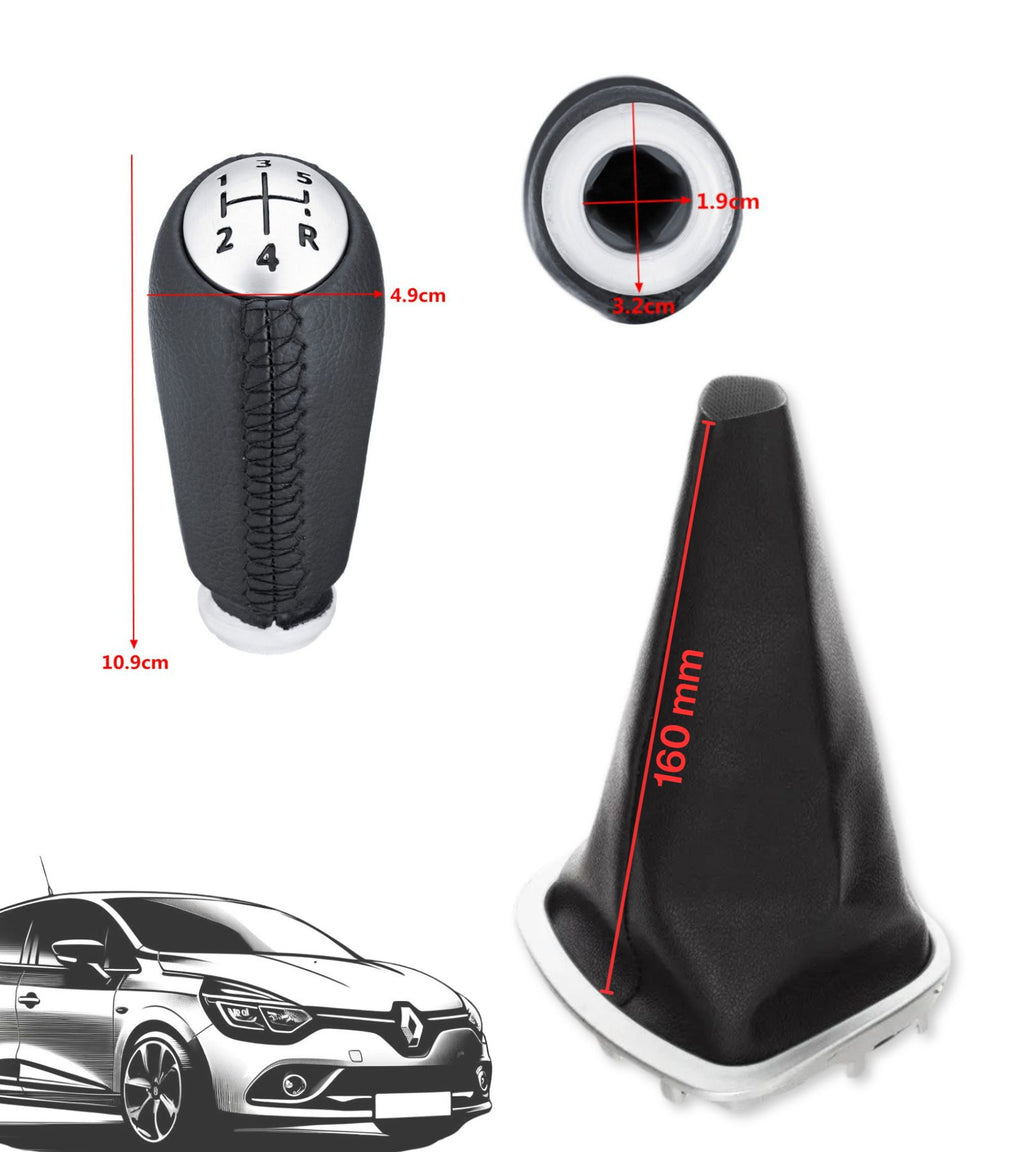 Kit Sostituzione Cuffia e Pomello 5 Marce Compatibile con Renault Clio III, Kangoo II, Twingo II, Espace IV