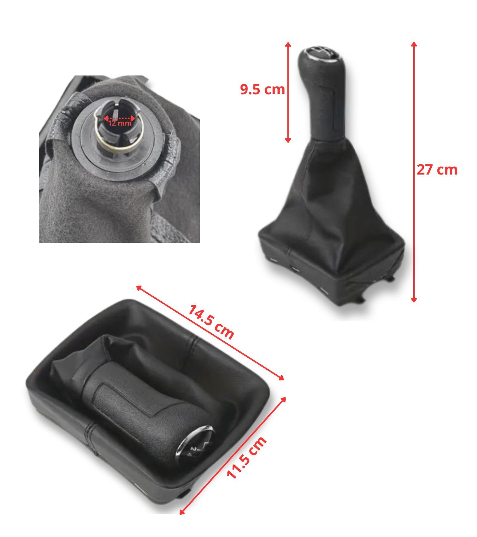 5 Speed ​​Gear Knob with Gaiter and Frame Compatible with Volkswagen VW Polo MK4 9N 9N2 from 2001 to 2009, Code 6Q171113