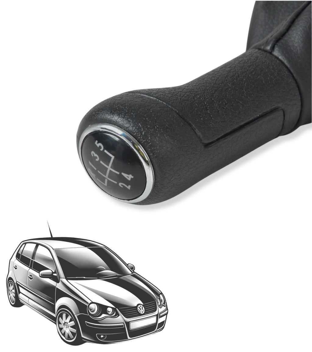 5 Speed ​​Gear Knob with Gaiter and Frame Compatible with Volkswagen VW Polo MK4 9N 9N2 from 2001 to 2009, Code 6Q171113