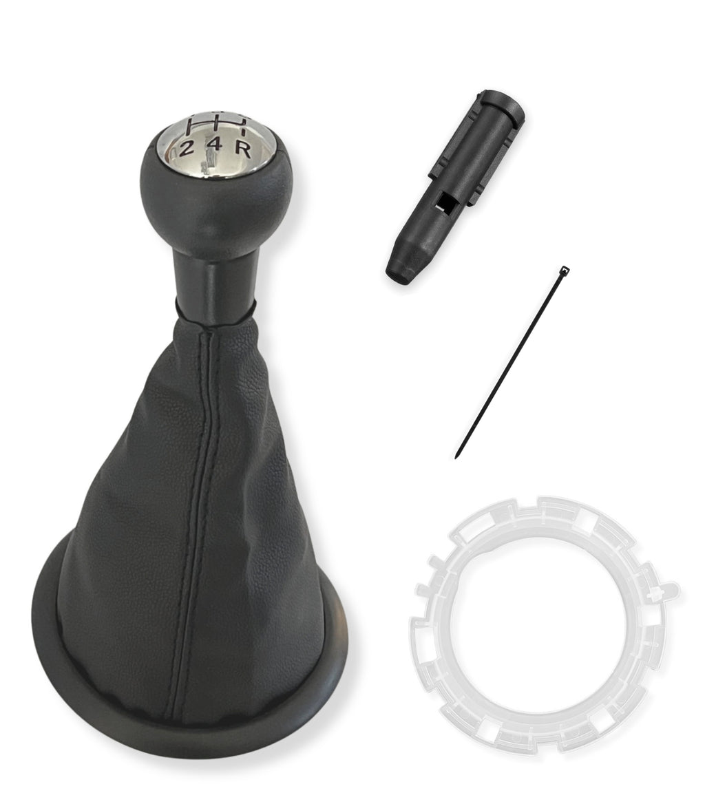 5 Speed ​​Manual Gear Knob Kit with Gear Shift Boot, Ring, Black External Frame, Compatible with Citroen C3 2003-2009, with Plastic Adapter, OEM 2403CV, 1606400280, 7589T8, 7589V0