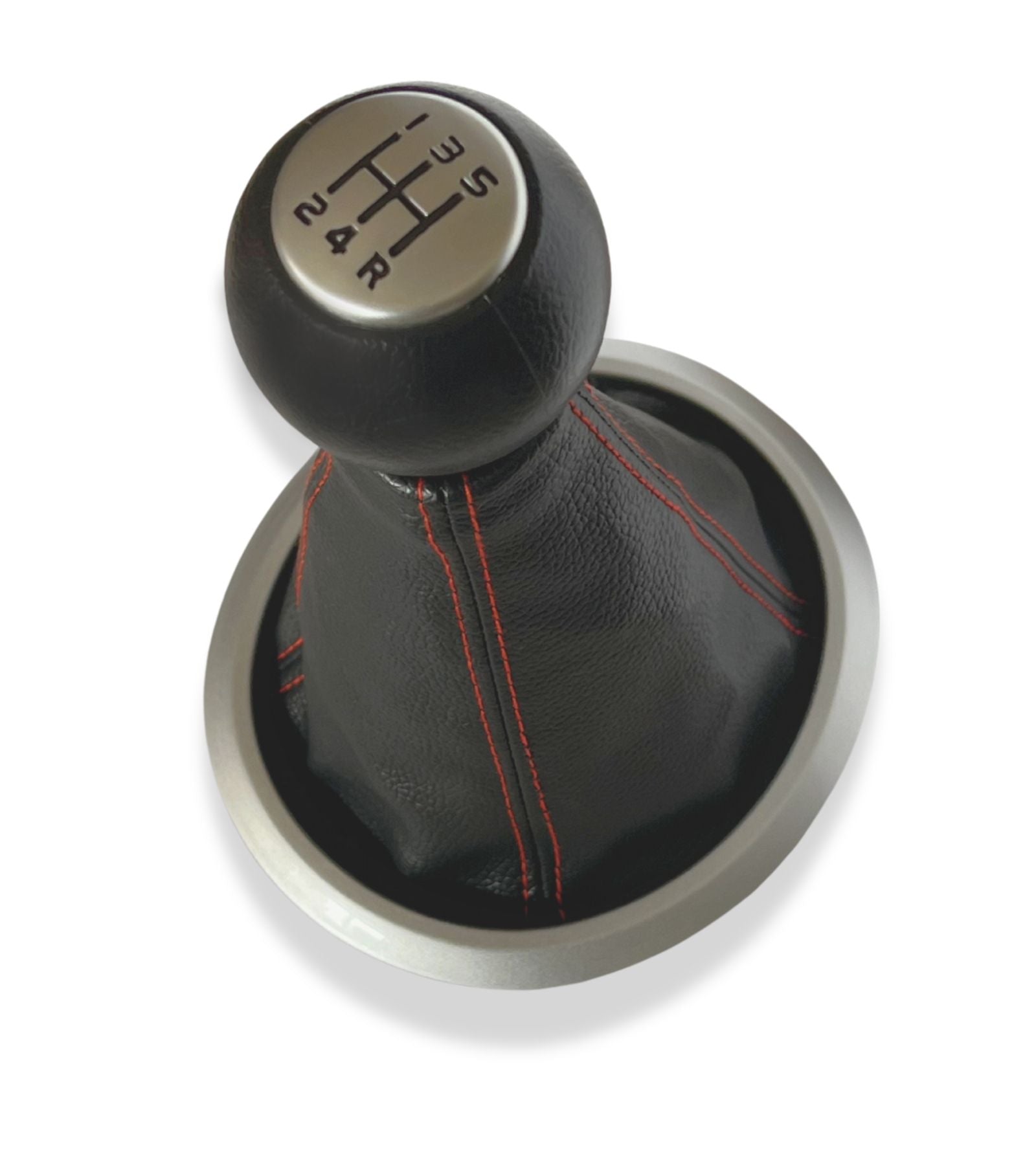 5 Speed ​​Gear Knob and Boot Kit in Faux Leather with Red Stitching Compatible with Suzuki Swift 2005-2010, Suzuki SX4 2007-2013, Suzuki ALTO 2009-2014, Gear Lever D