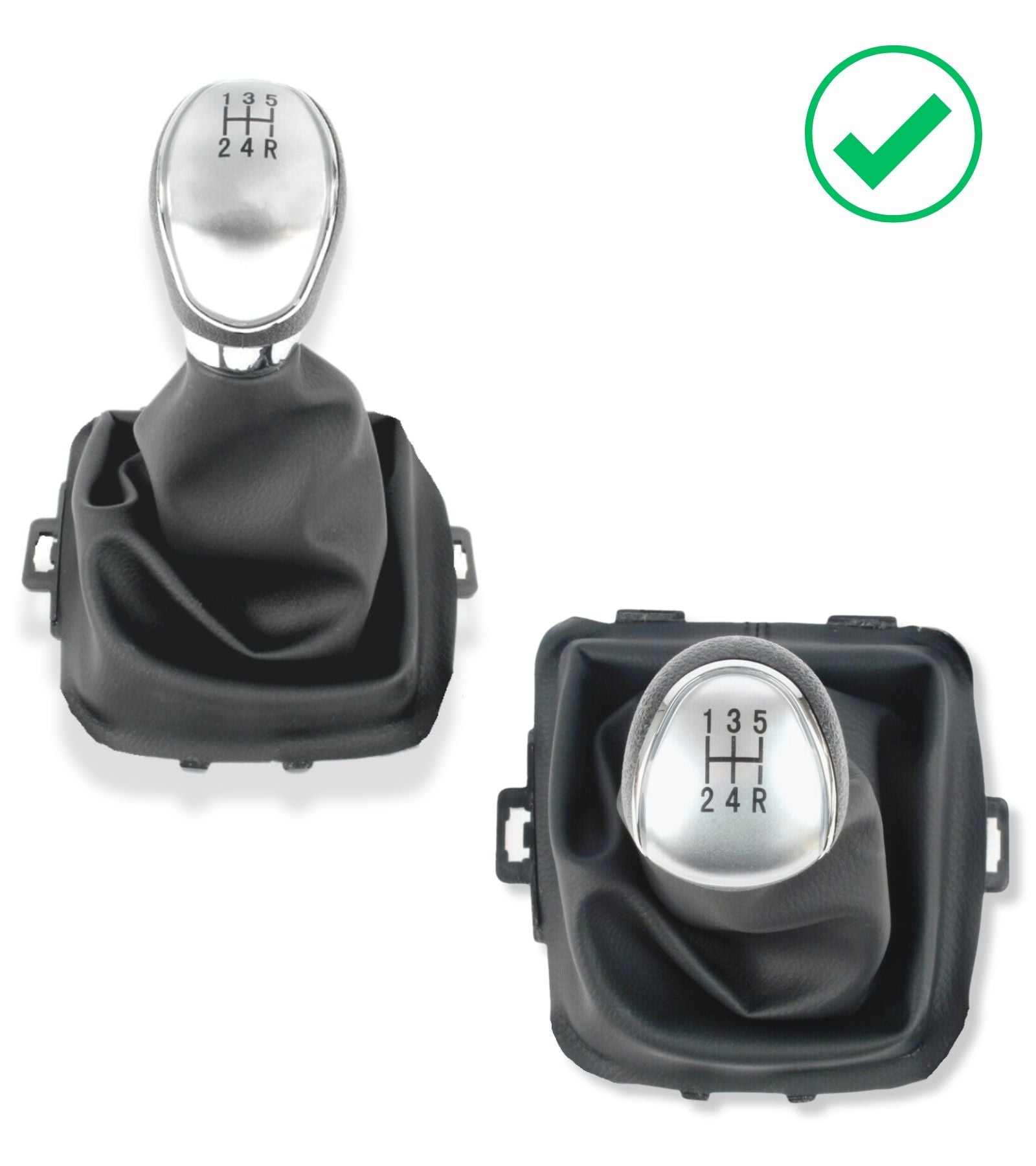 5 Speed ​​Gear Shift Knob and Leatherette Boot, Compatible with Ford Fiesta MK5 2008 and MK6 2008-2012, OEM 8A6R-7H409-MA, 8A6R7H409MA, 1556845