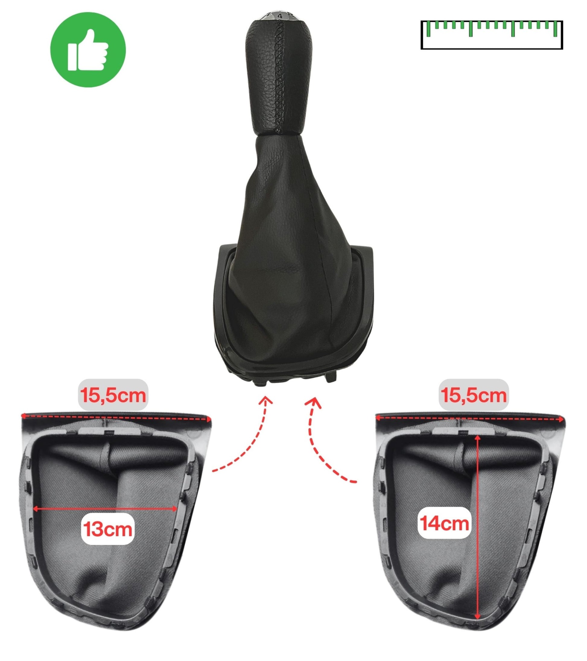 Pomello 5 Marce Leva Cambio e Cuffia Compatibile con Renault Clio IV 2012-2020 con Adattatore