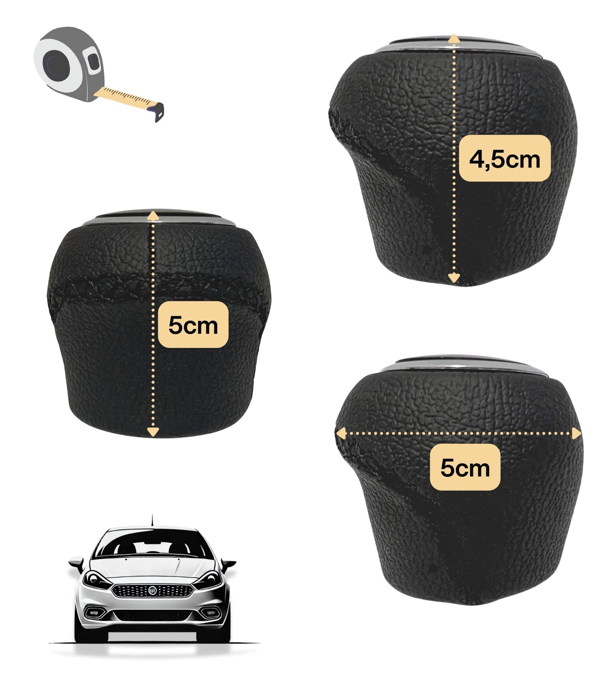 5 Speed ​​Gear Shift Knob Compatible with Fiat Grande Punto (2005-2013), OEM Codes 55344881, 55349796