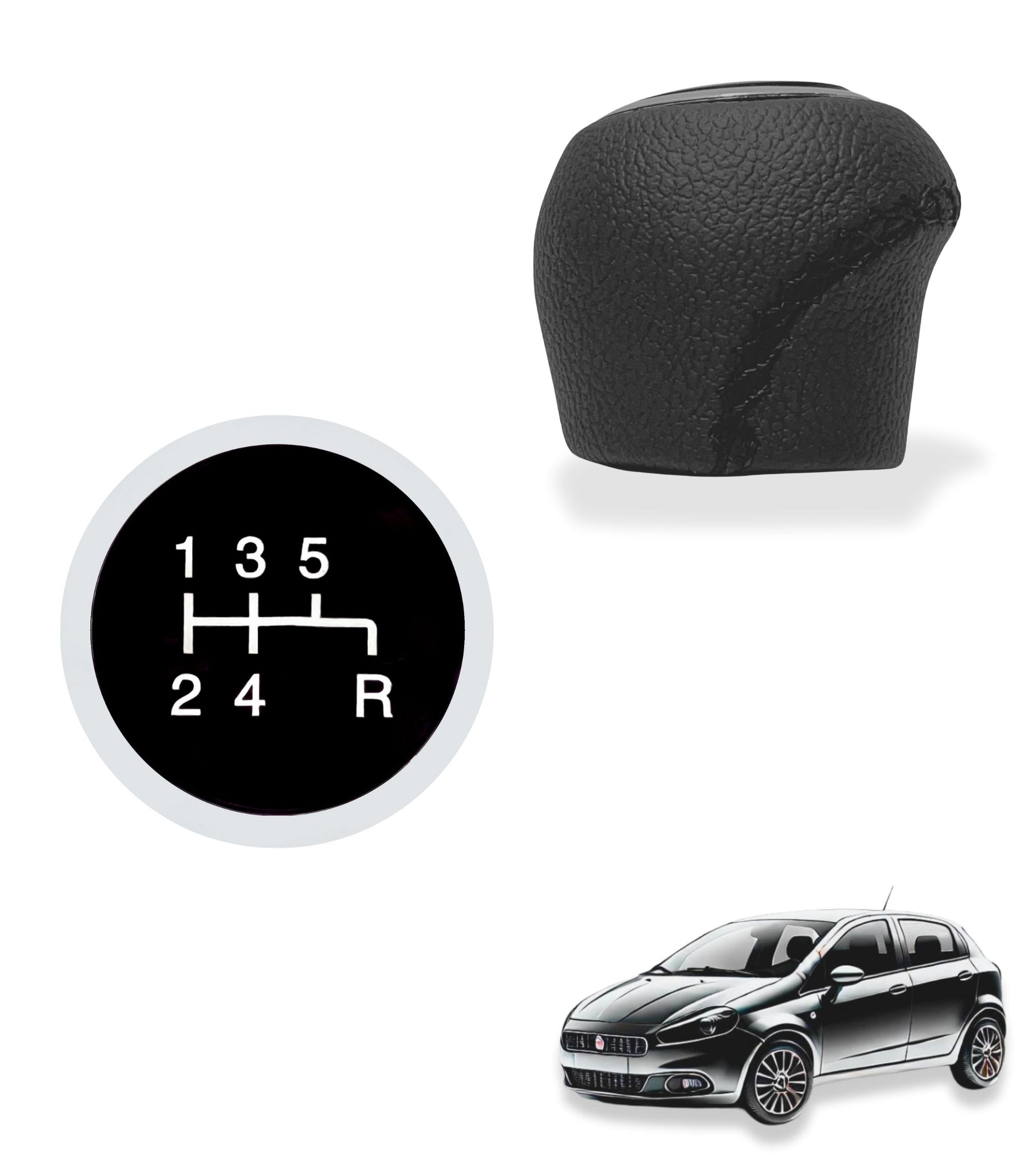 5 Speed ​​Gear Shift Knob Compatible with Fiat Grande Punto (2005-2013), OEM Codes 55344881, 55349796
