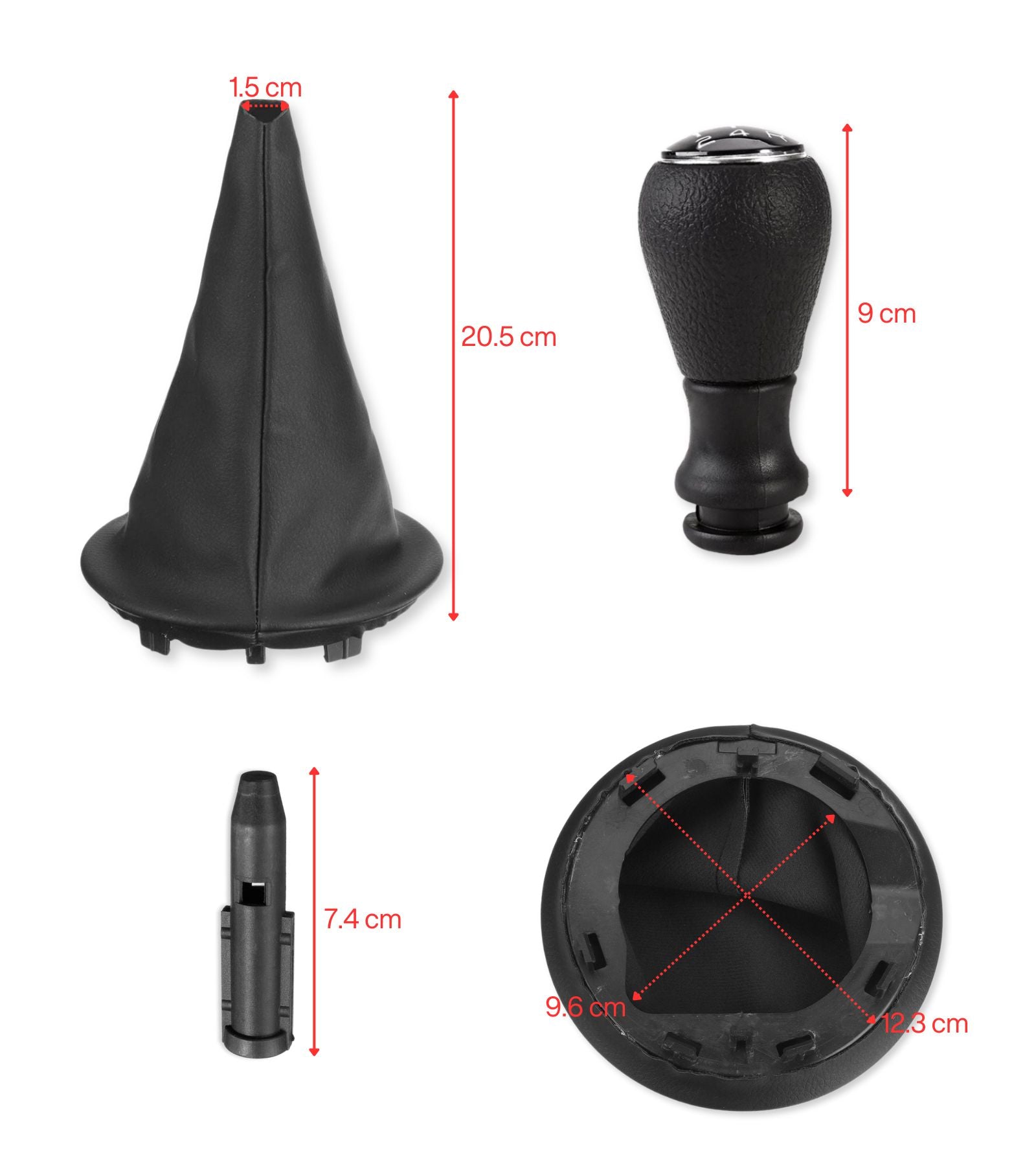 5 Speed ​​Gear Knob, Faux Leather Boot Compatible with Peugeot Partner (2008-2022) and Citroen Berlingo III MK3