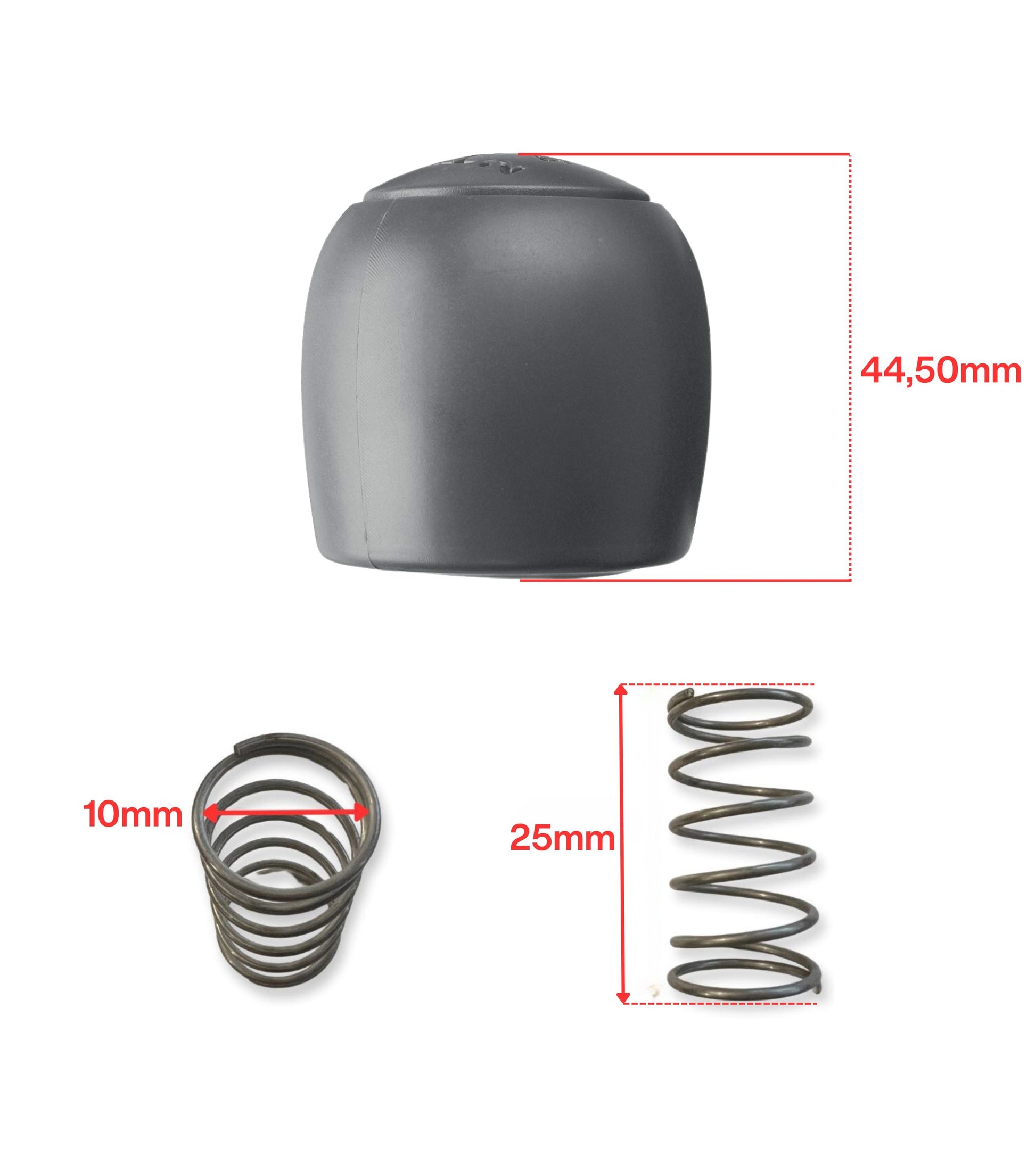 Grey knob and small spring for gear lever compatible with Fiat Panda 169 (2003-2012), Fiat 500 312 and 500C (2007-2013)