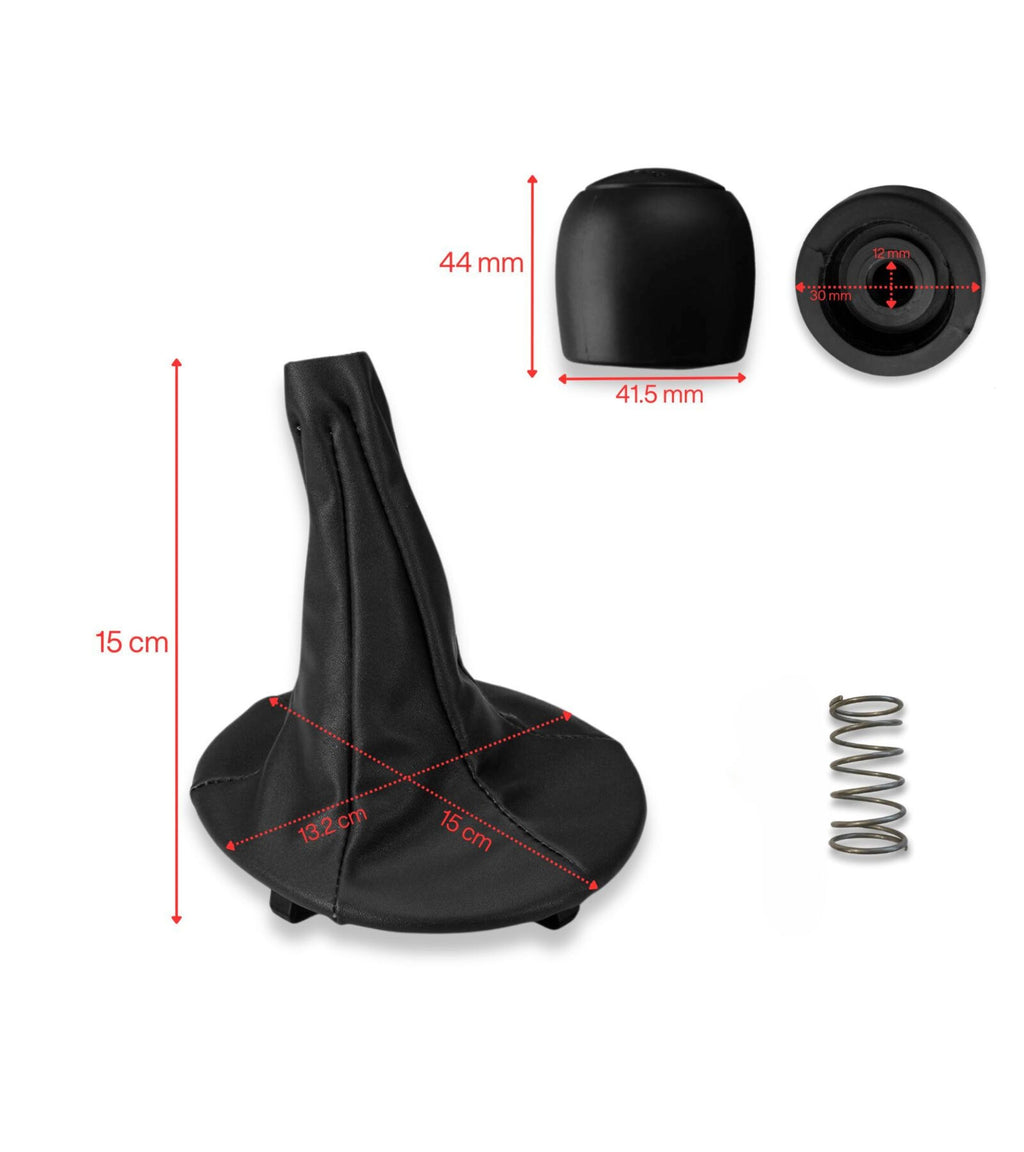 Kit Pomello 5 Marce, Cuffia e Molla per Fiat Panda 2003-2012 e Fiat 500/500C 2007-2013, colore Nero