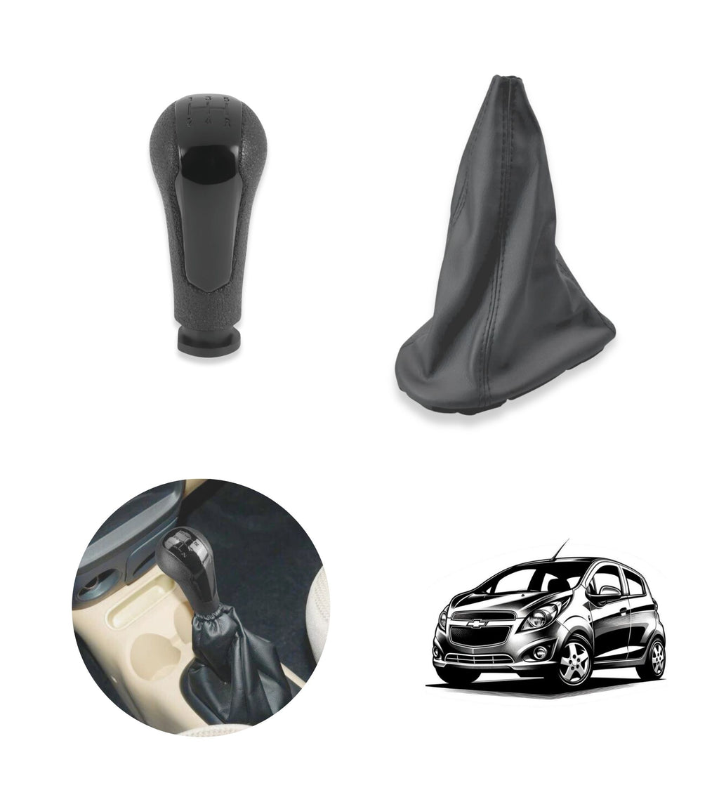 Kit Cuffia e Pomello per Leva Cambio Compatibile con Chevrolet Spark M300 2011 - 2016 colore nero