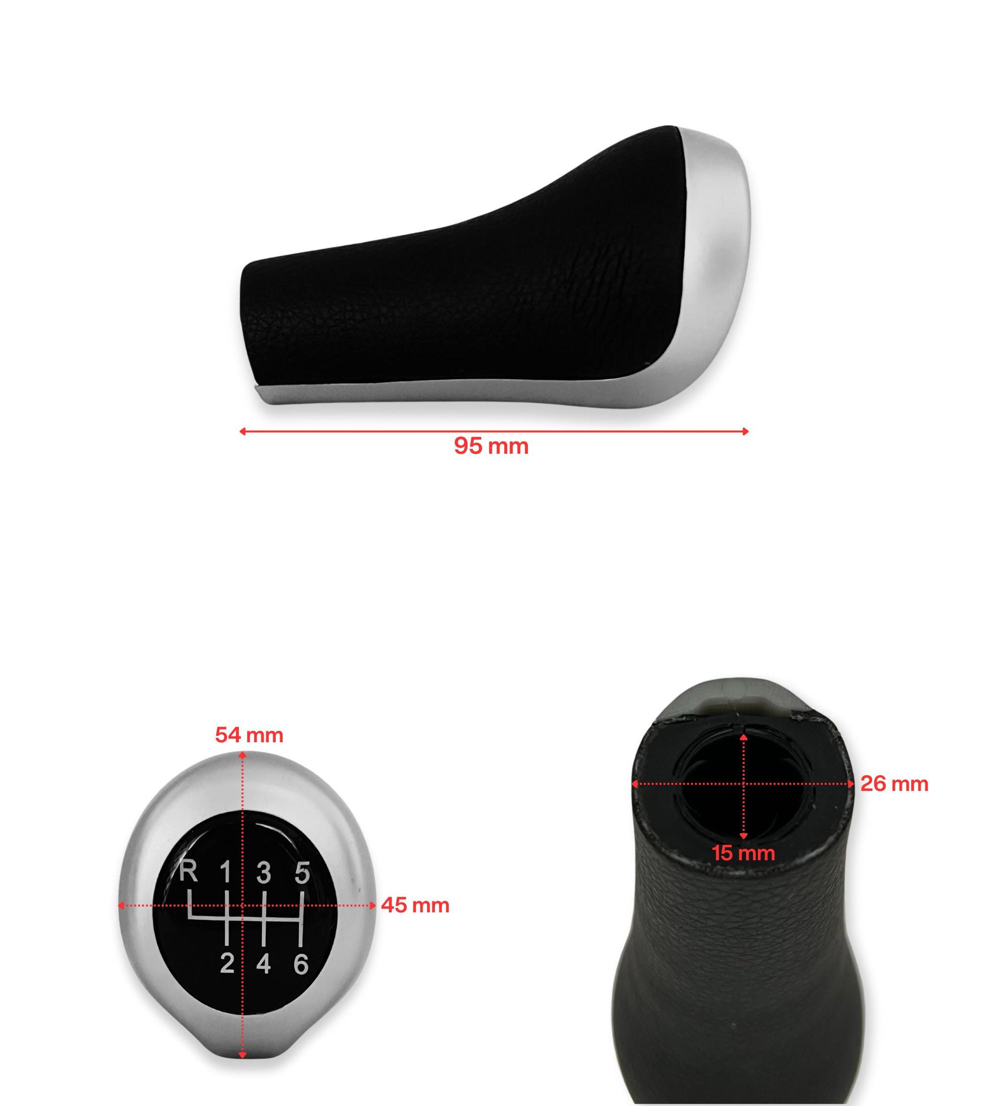 Pomello Cambio 6 Marce Compatibile con BMW Serie 1 Serie 3 Serie 5 Serie 6 X1 X3 X5 E30, E32, E34, E36, E38, E39