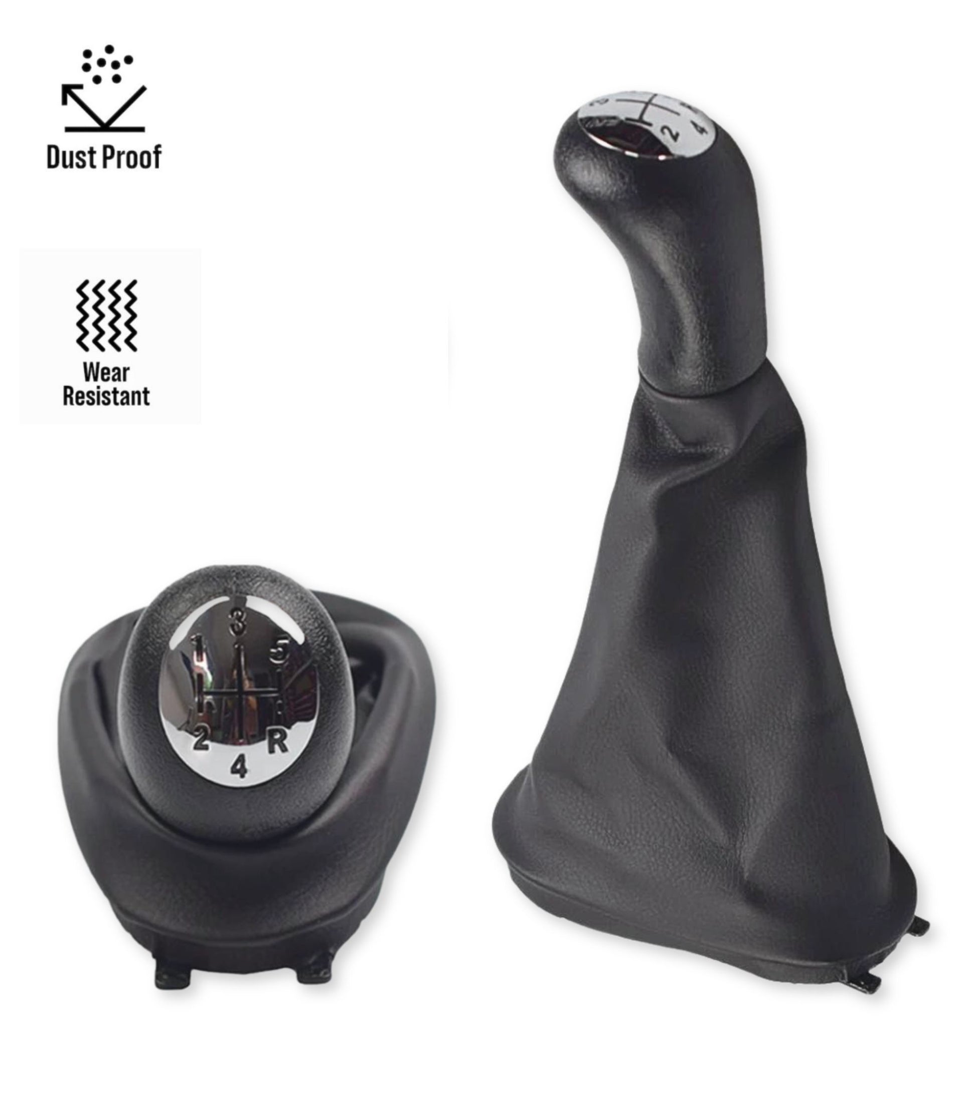 Pomello 5 Marce e Cuffia per Leva Cambio Compatibile con Renault Clio II 2001-2004, Clio III 2005-2009, Megane II 2002-2009, Scenic II 2003-2006, Kangoo 2009