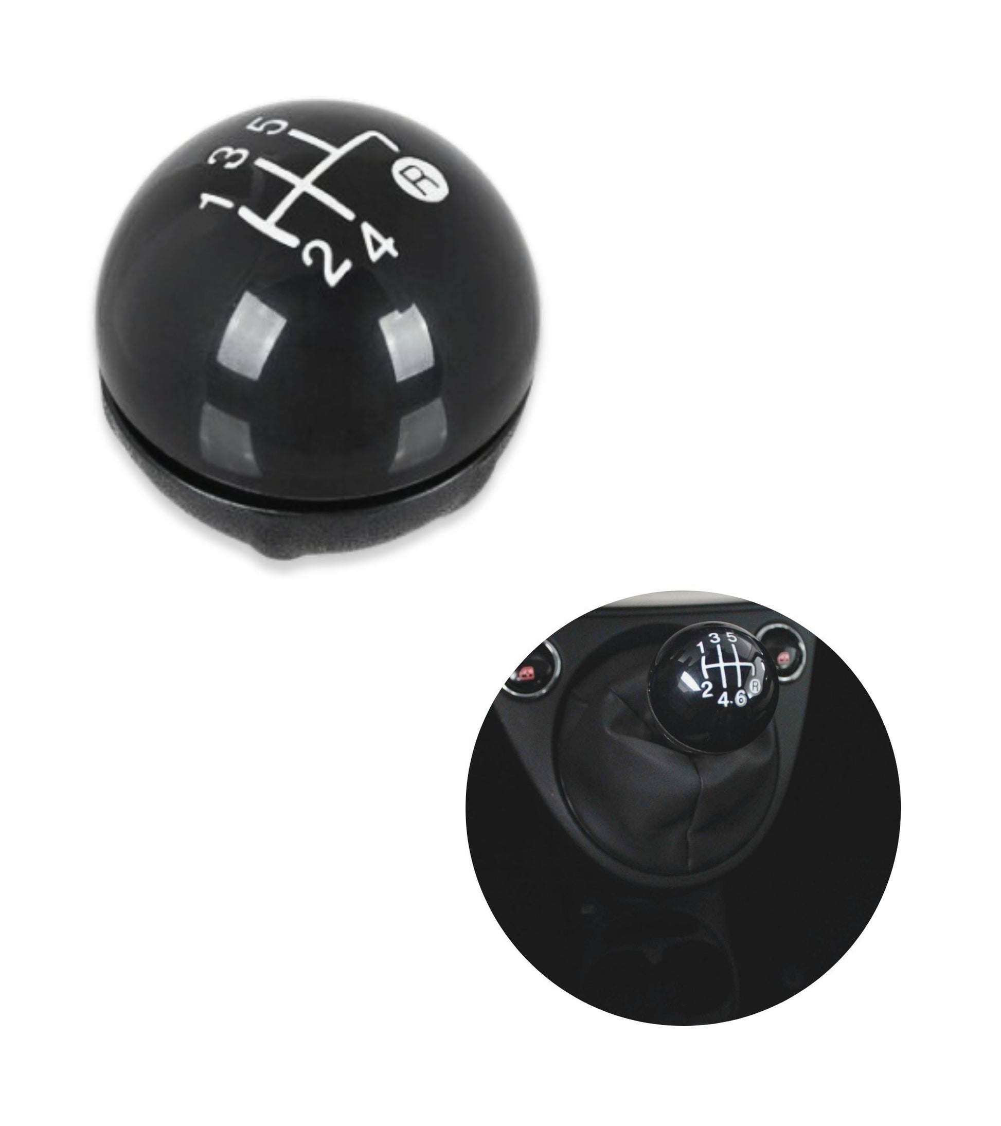 5 Speed ​​Gear Knob and Reverse Compatible with Fiat 500 500C 2007-2018 Black