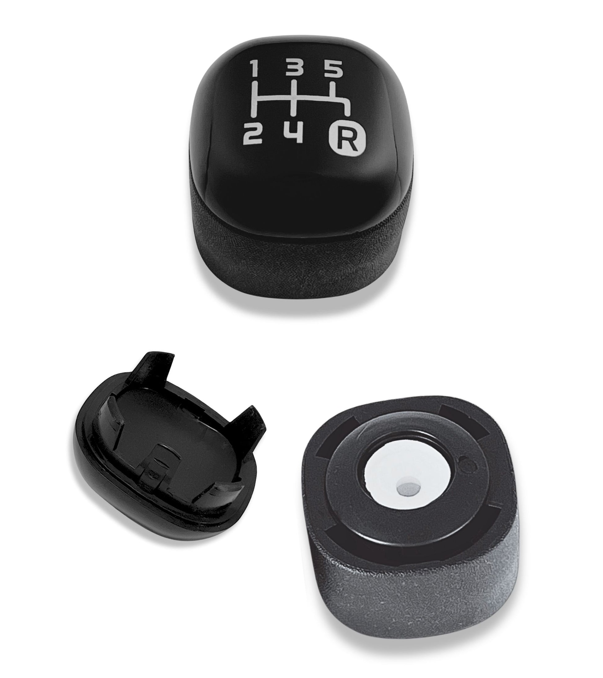 5 Speed ​​Gear Knob and Leatherette Boot Kit with Retention Ring Compatible with Fiat Panda 319 2012+, Black Color Set