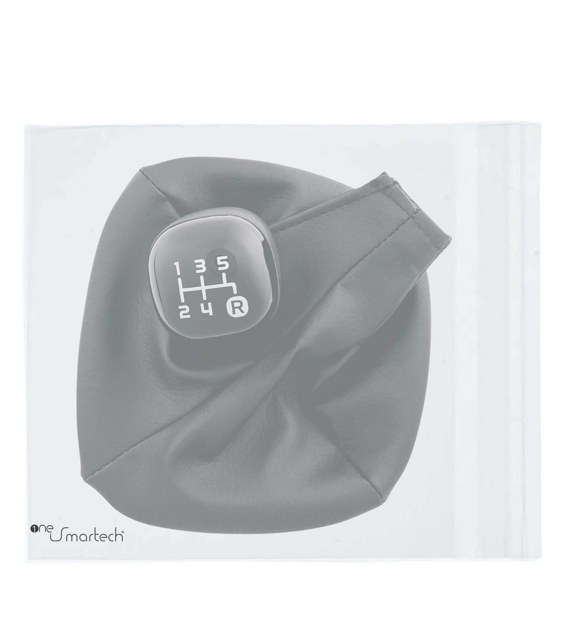 5 Speed ​​Gear Knob and Leatherette Boot Kit with Retention Ring Compatible with Fiat Panda 319 2012+, Black Color Set
