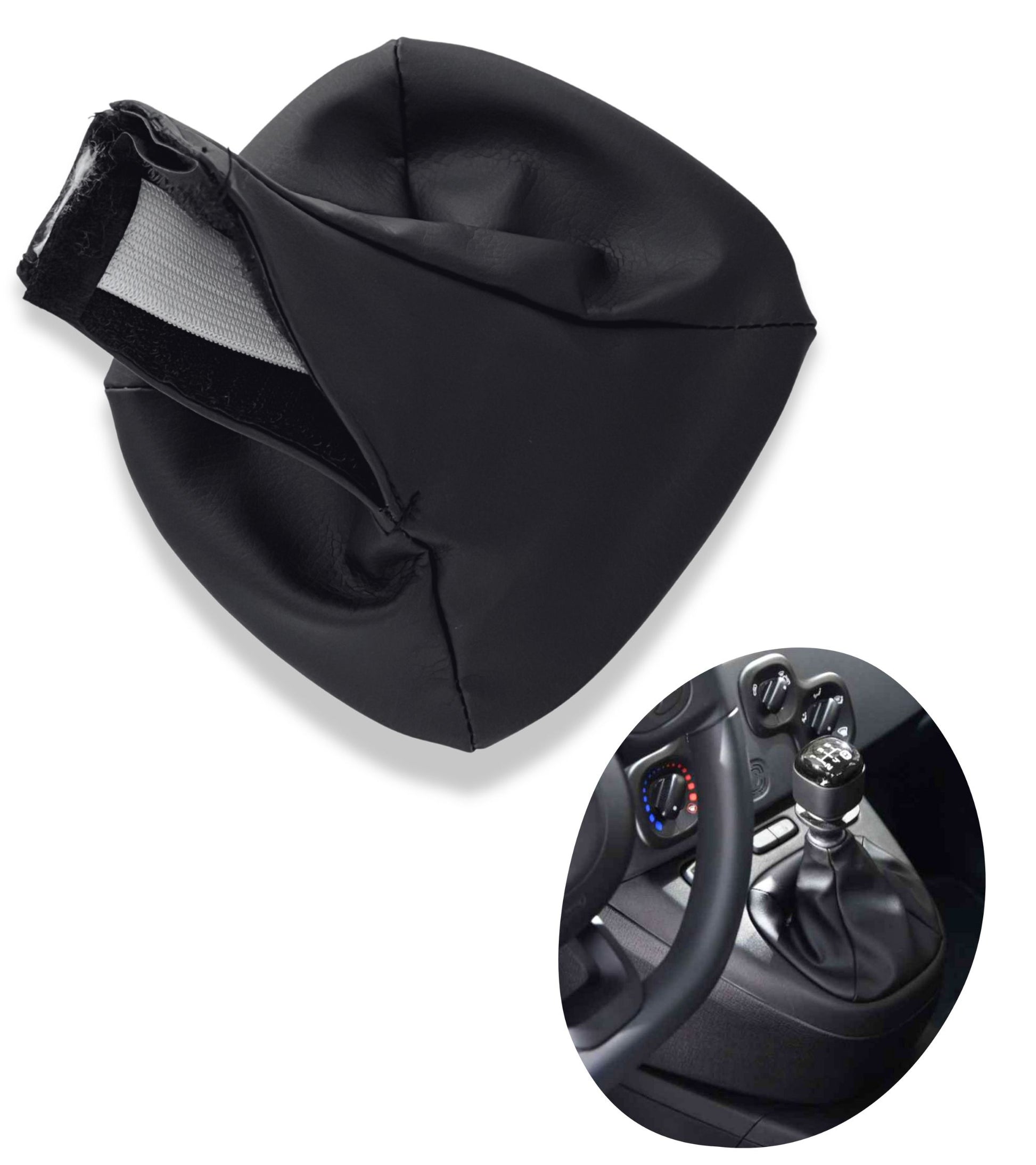 Leatherette Headset with Retention Ring Compatible with Fiat Panda 319 2012+, Black Color Set