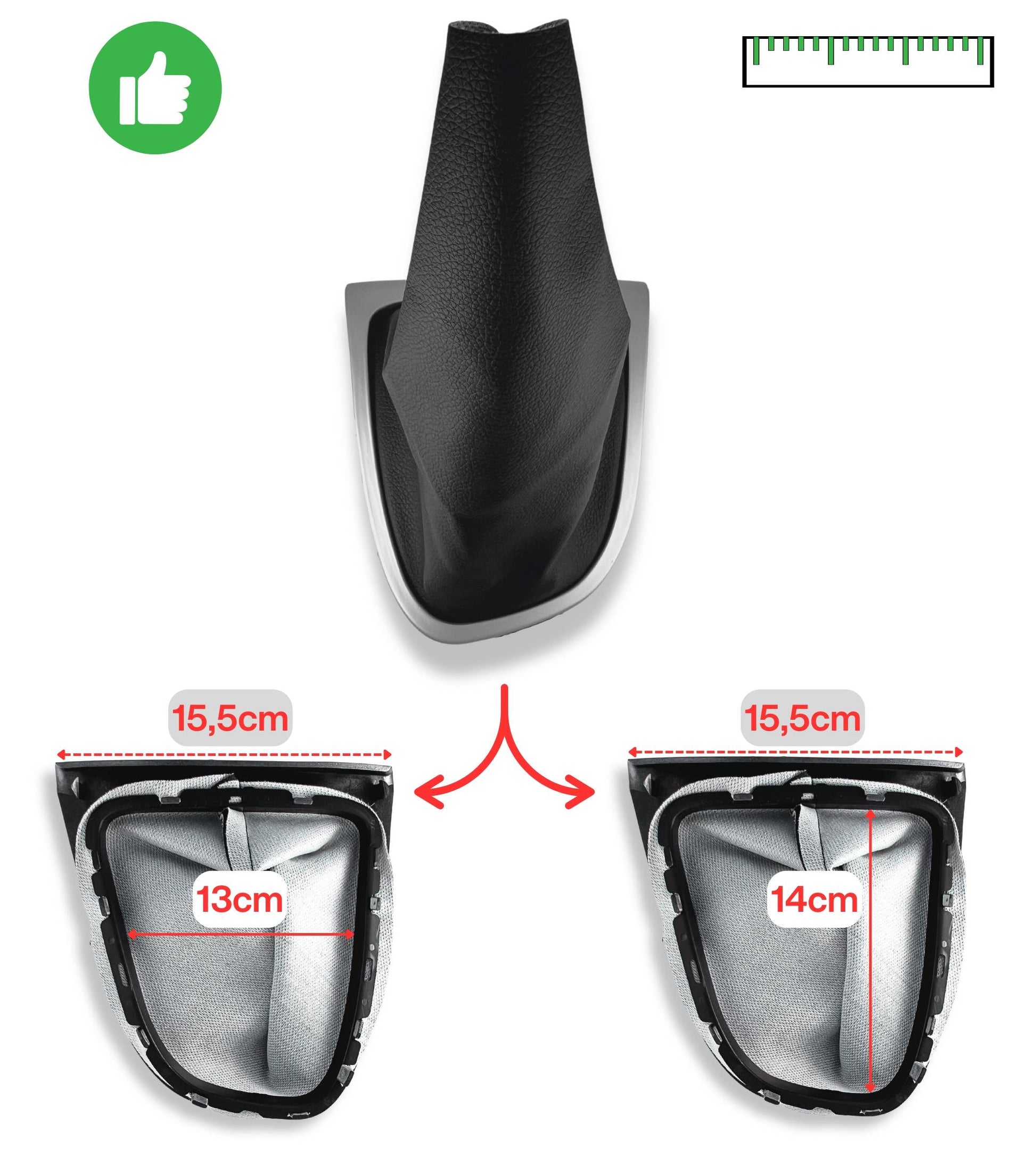 Kit Cuffia in Similpelle Nera e Telaio Colore Argento per Leva Cambio Compatibile con Renault Clio Iv Serie 4 Dal 2012 al 2020