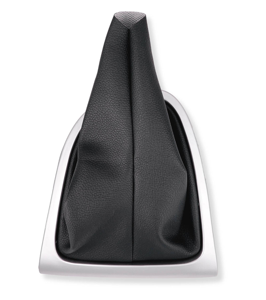 Kit Cuffia in Similpelle Nera e Telaio Colore Argento per Leva Cambio Compatibile con Renault Clio Iv Serie 4 Dal 2012 al 2020