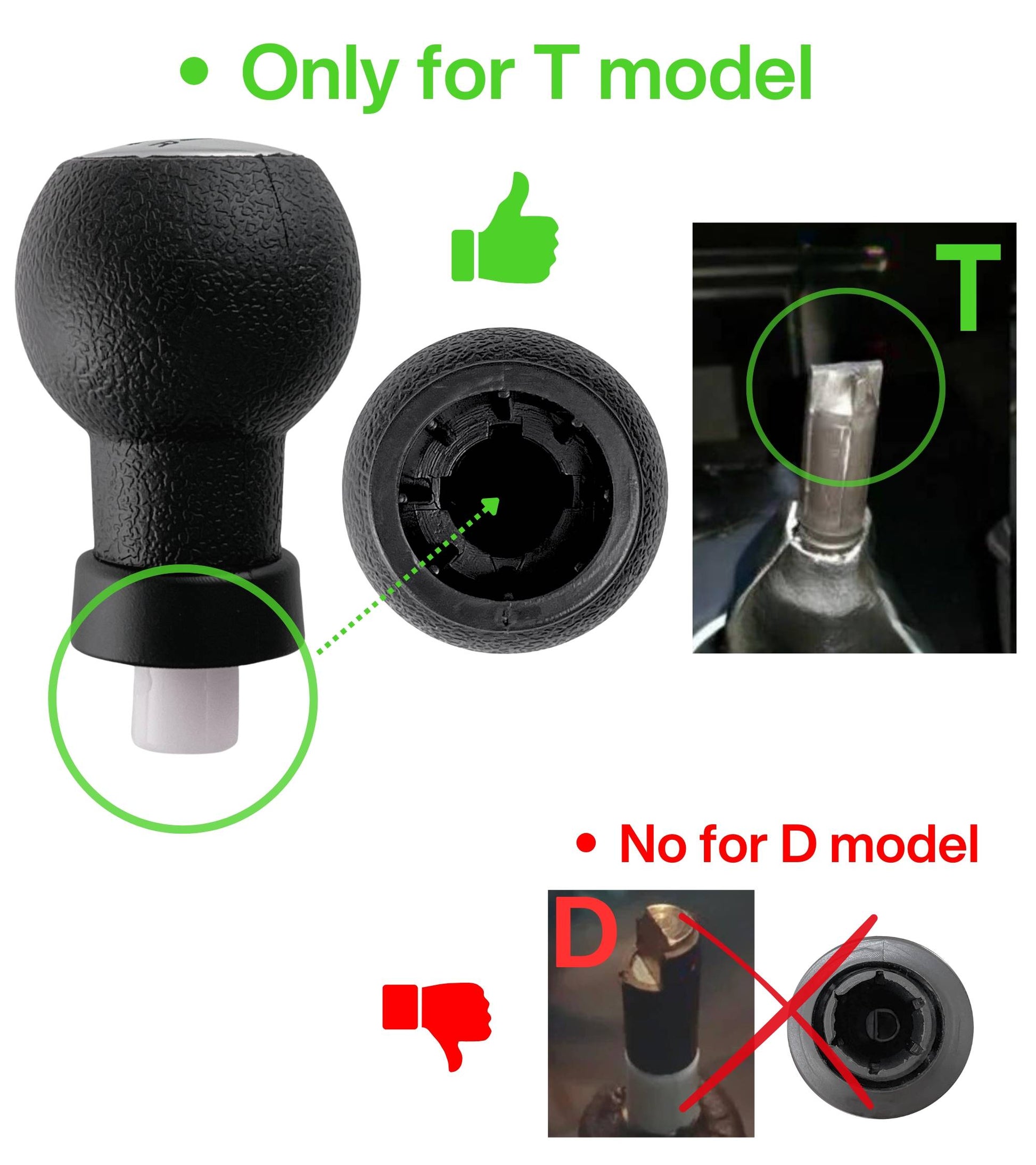 5 Speed ​​Gear Knob and Adapter Compatible with Suzuki Swift 2005-2010, Suzuki ALTO 2009-2014, Fiat Sedici 2005-2013, OEM Code 28113M75J21-GJL, for T-Shaped Gear Shift Lever