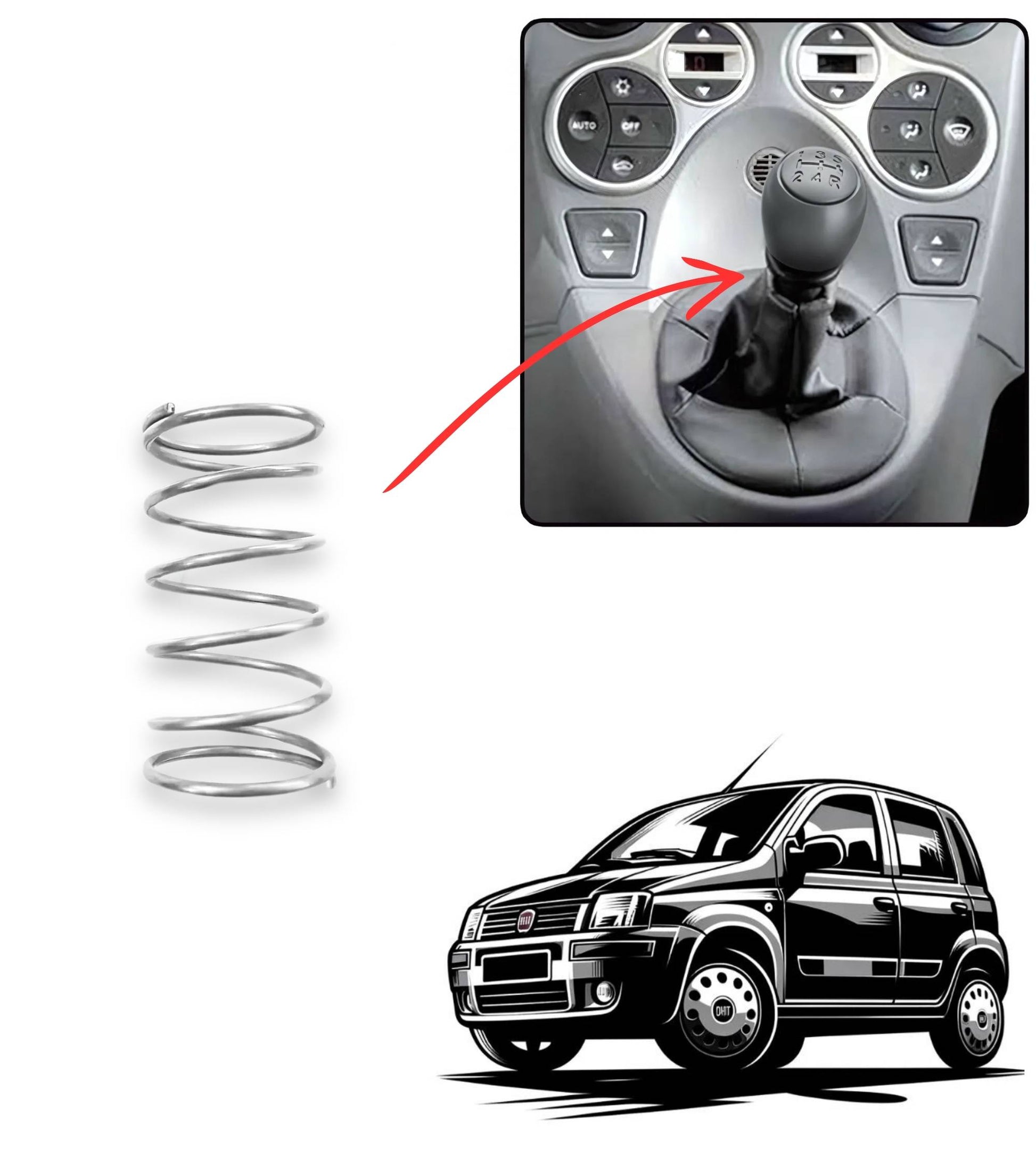 Small Return Spring for Gear Knob Compatible with Fiat Panda 169 from 2003 to 2012, Fiat 500 and 500C 312 from 2007 to 2013