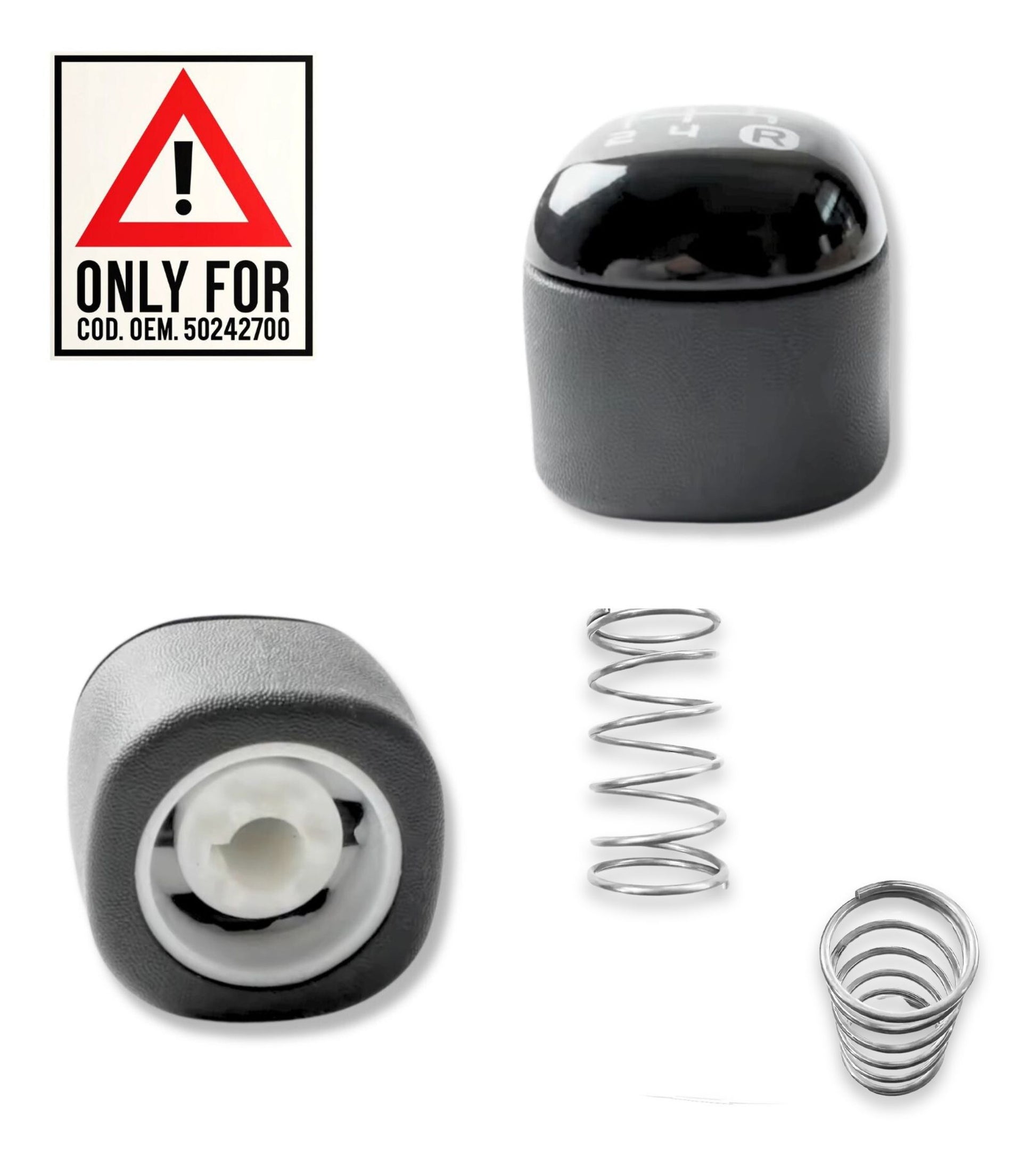 5 Speed ​​Gear Knob with Return Spring, Compatible with Fiat Panda 312, 319 from 2012 Third Generation OEM Code 502942700 (large spring)
