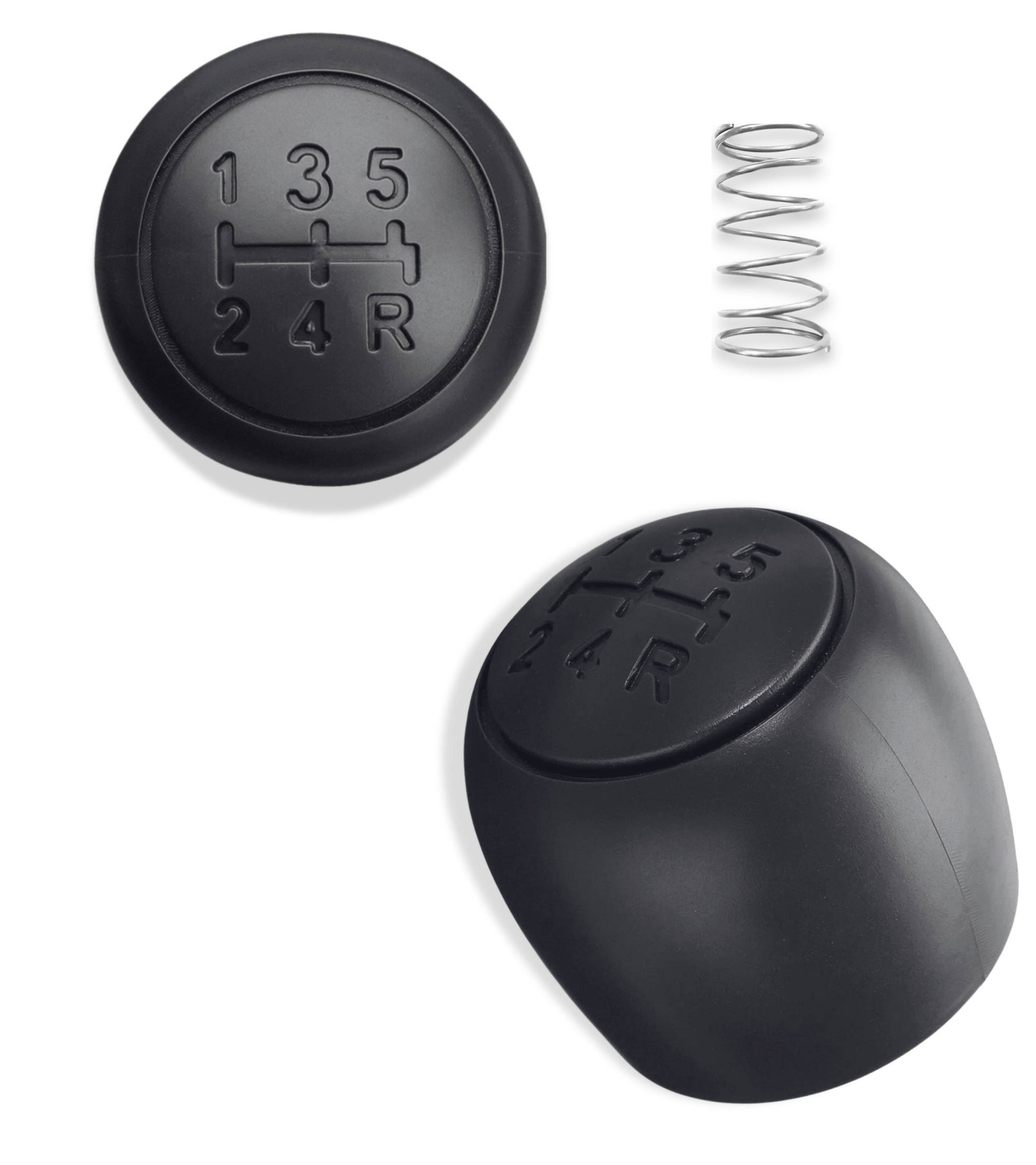 Black knob and small spring for gear lever compatible with Fiat Panda 169 (2003-2012), Fiat 500 312 and 500C (2007-2013)