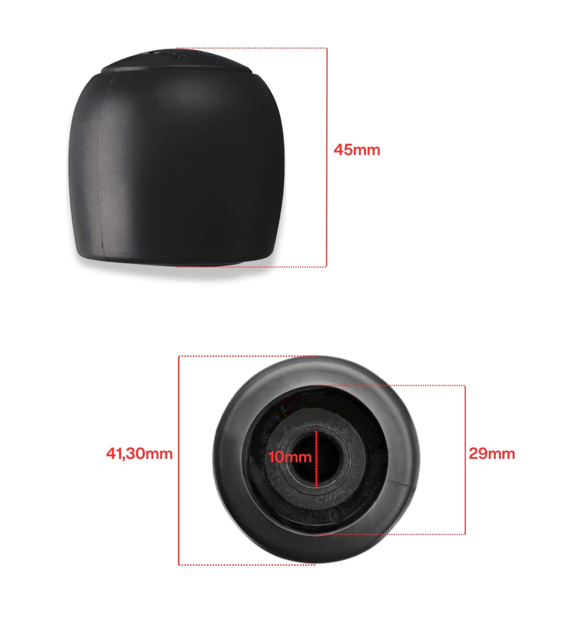 Black knob and small spring for gear lever compatible with Fiat Panda 169 (2003-2012), Fiat 500 312 and 500C (2007-2013)