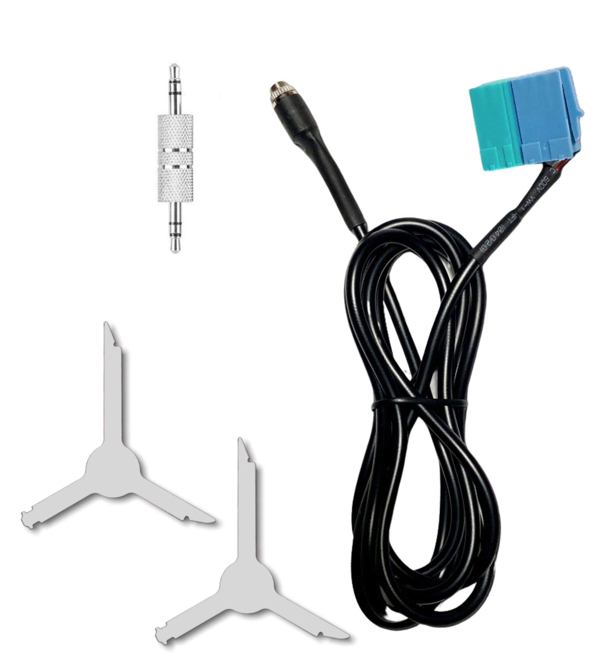 AUX Kit Compatible with Fiat Bravo from 2007; AUX Cable Female 3.5mm 150cm; Visteon Car Radio Extractors; Double Jack Male 3.5mm Adapter