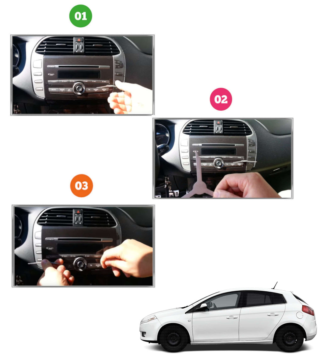 AUX Kit Compatible with Fiat Bravo from 2007; AUX Cable Female 3.5mm 150cm; Visteon Car Radio Extractors; Double Jack Male 3.5mm Adapter