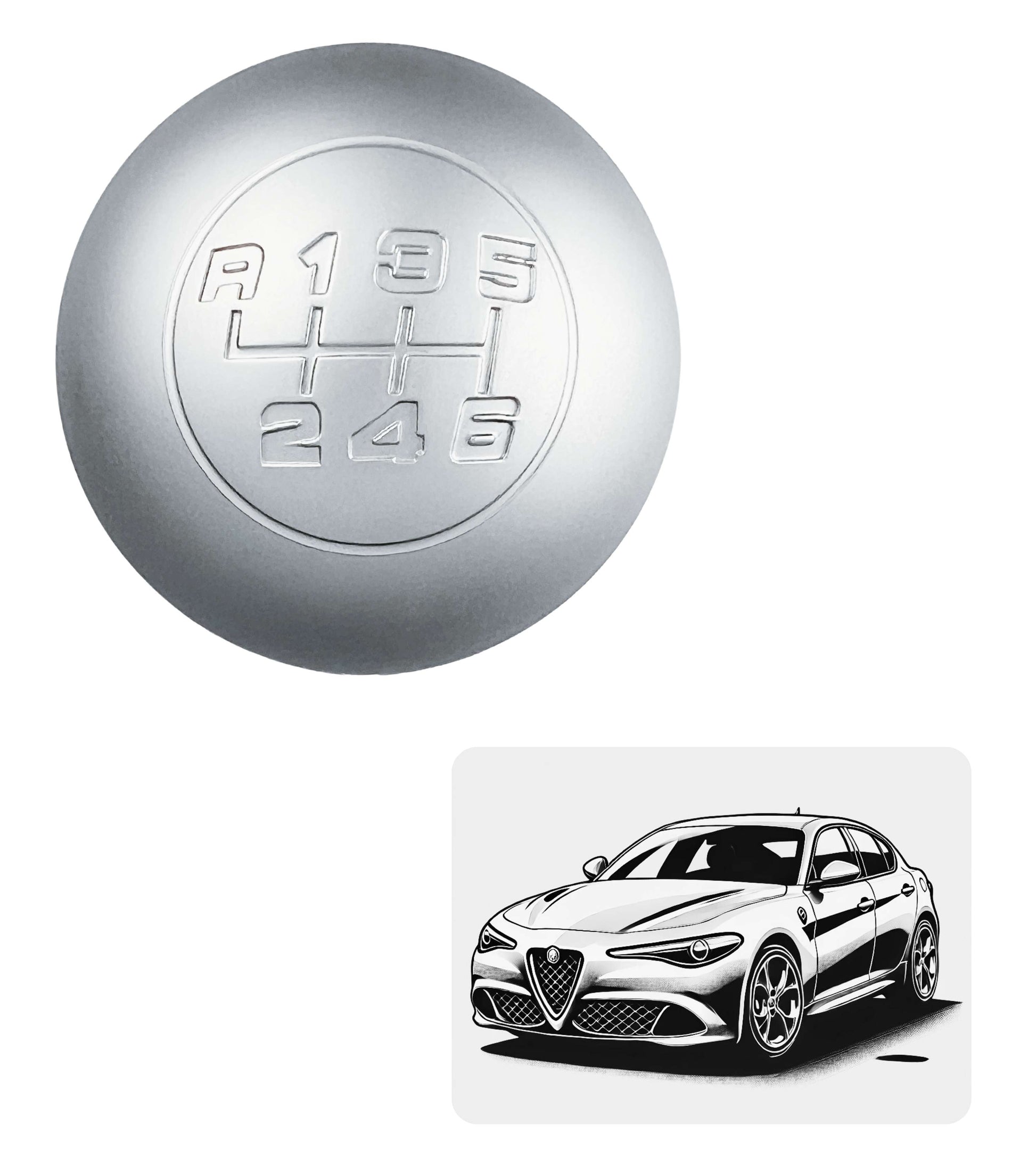 1neiSmartech 6 Speed ​​Gear Knob and Reverse Compatible with Alfa Romeo Giulietta (2010-2020) – OEM Codes 55346345, 46314309, 50294565, 55346347