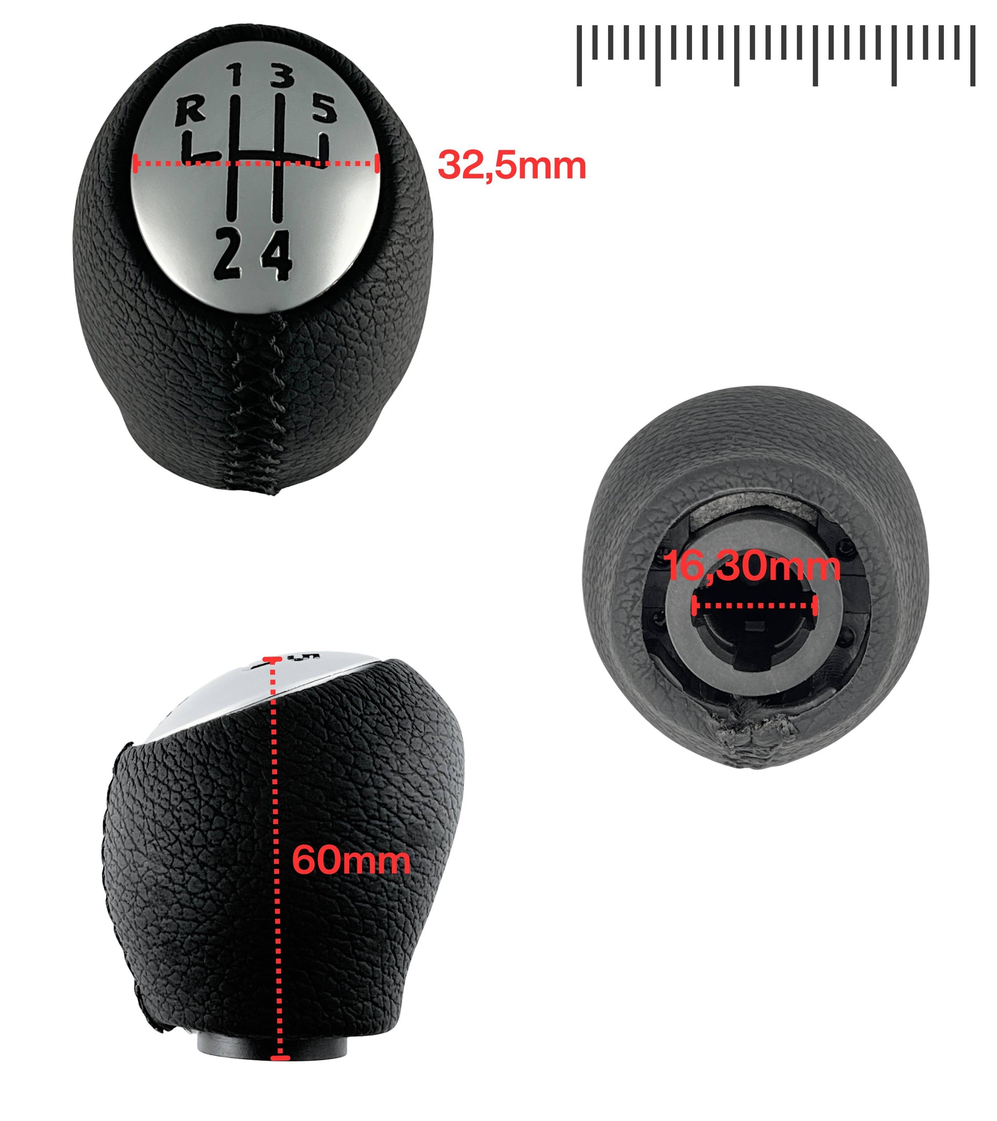 Kit Pomello 5 Marce e Cuffia Per Leva Cambio Compatibile con Renault Clio III Prima Versione 2005-2012