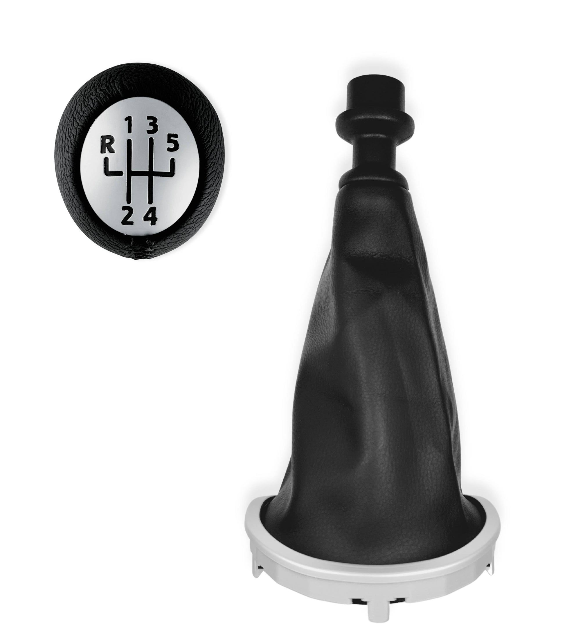 Kit Pomello 5 Marce e Cuffia Per Leva Cambio Compatibile con Renault Clio III Prima Versione 2005-2012