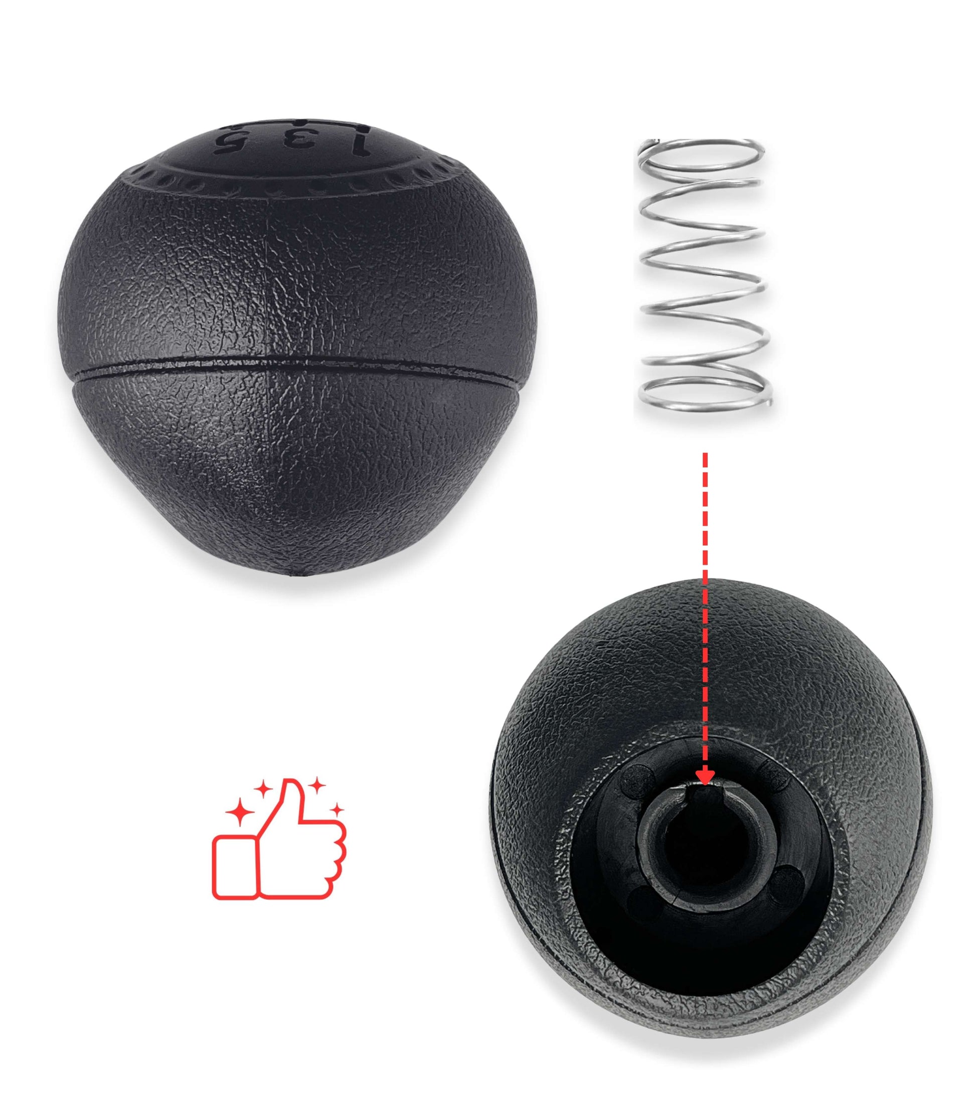 5 Speed ​​Knob and Medium Spring for Gear Lever Compatible with Fiat Punto 188 1999-2012 (with courier)