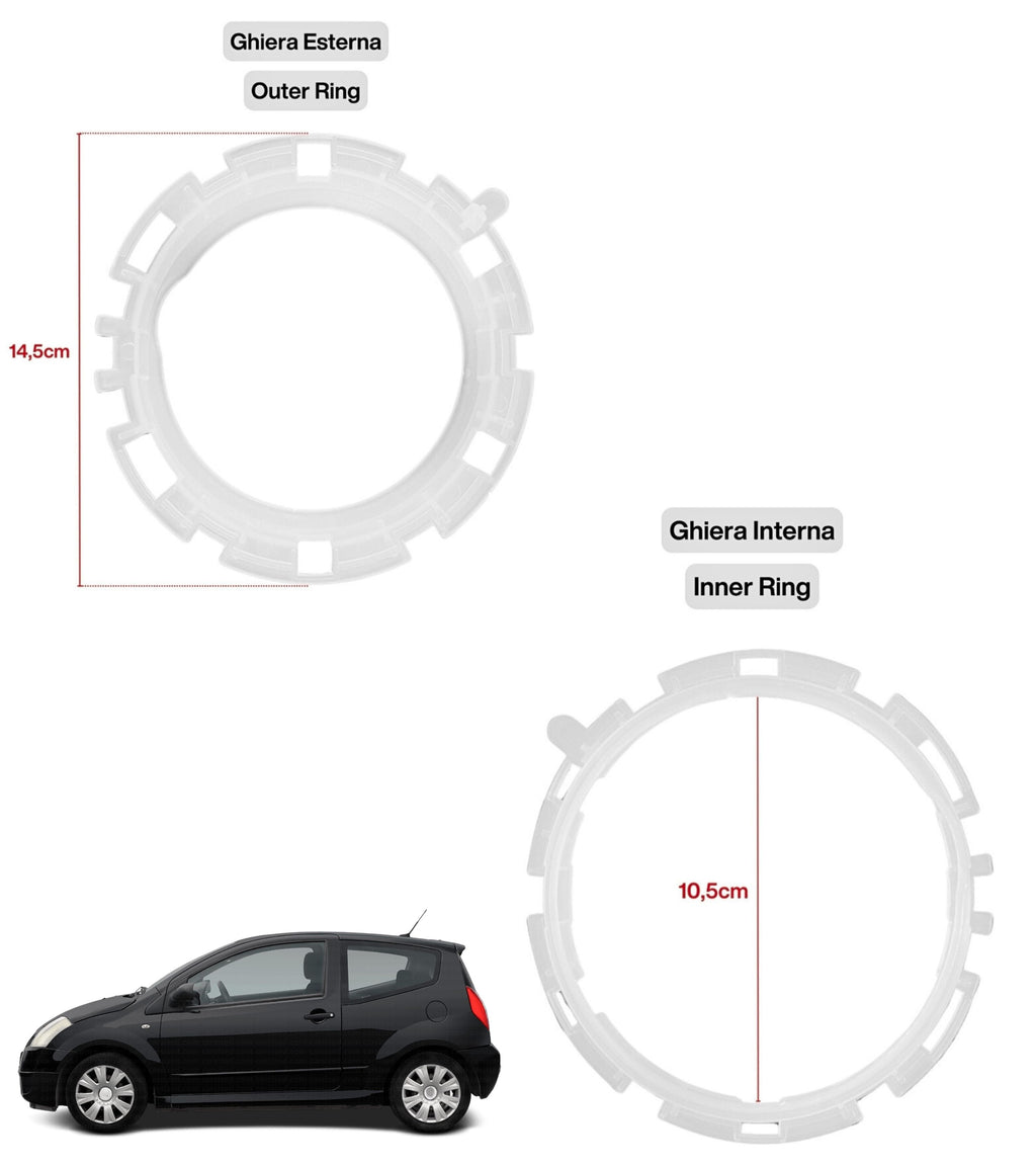 5 Speed ​​Gear Knob Kit. Cap, Ring, Black External Frame, Compatible with Citroen C2 2003-2010, with Plastic Adapter, OEM 2403CV, 1606400280, 7589T8, 7589V0