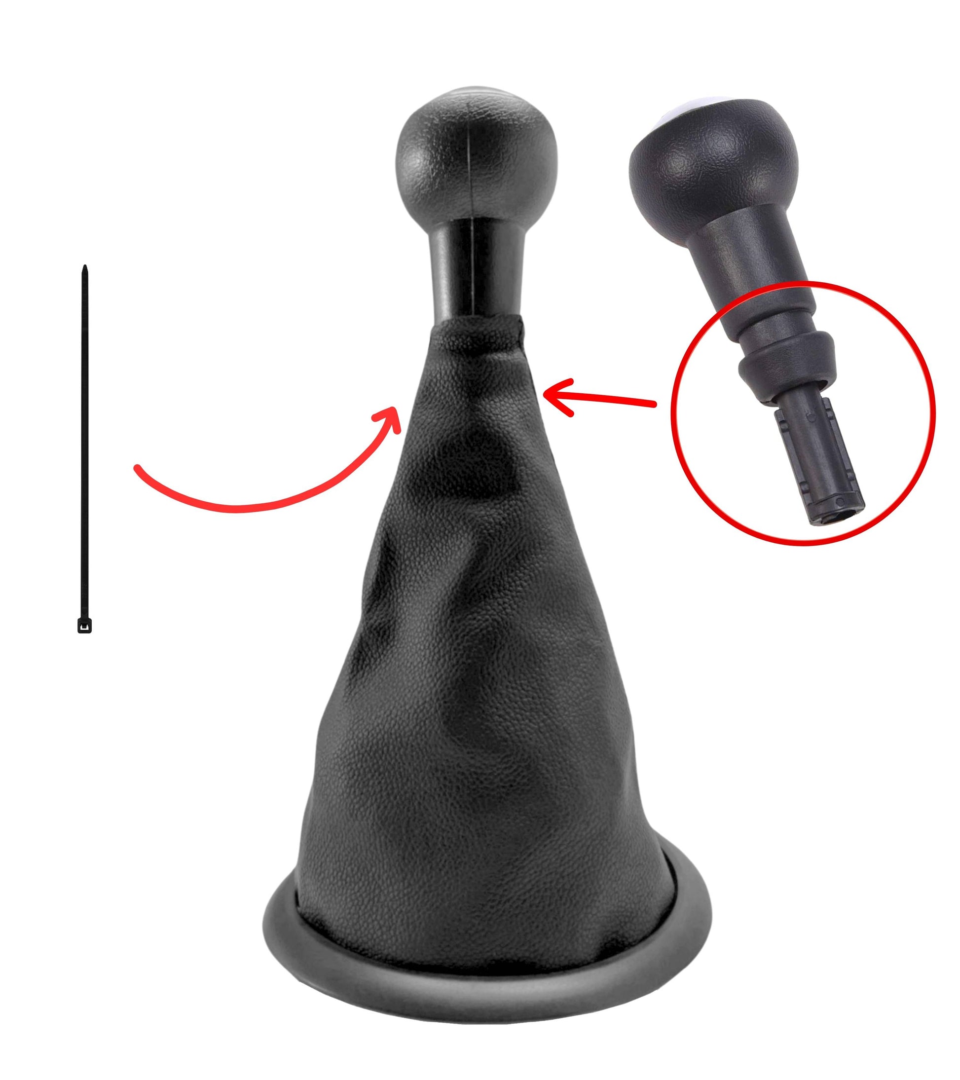 5 Speed ​​Gear Knob Kit. Cap, Ring, Black External Frame, Compatible with Citroen C2 2003-2010, with Plastic Adapter, OEM 2403CV, 1606400280, 7589T8, 7589V0