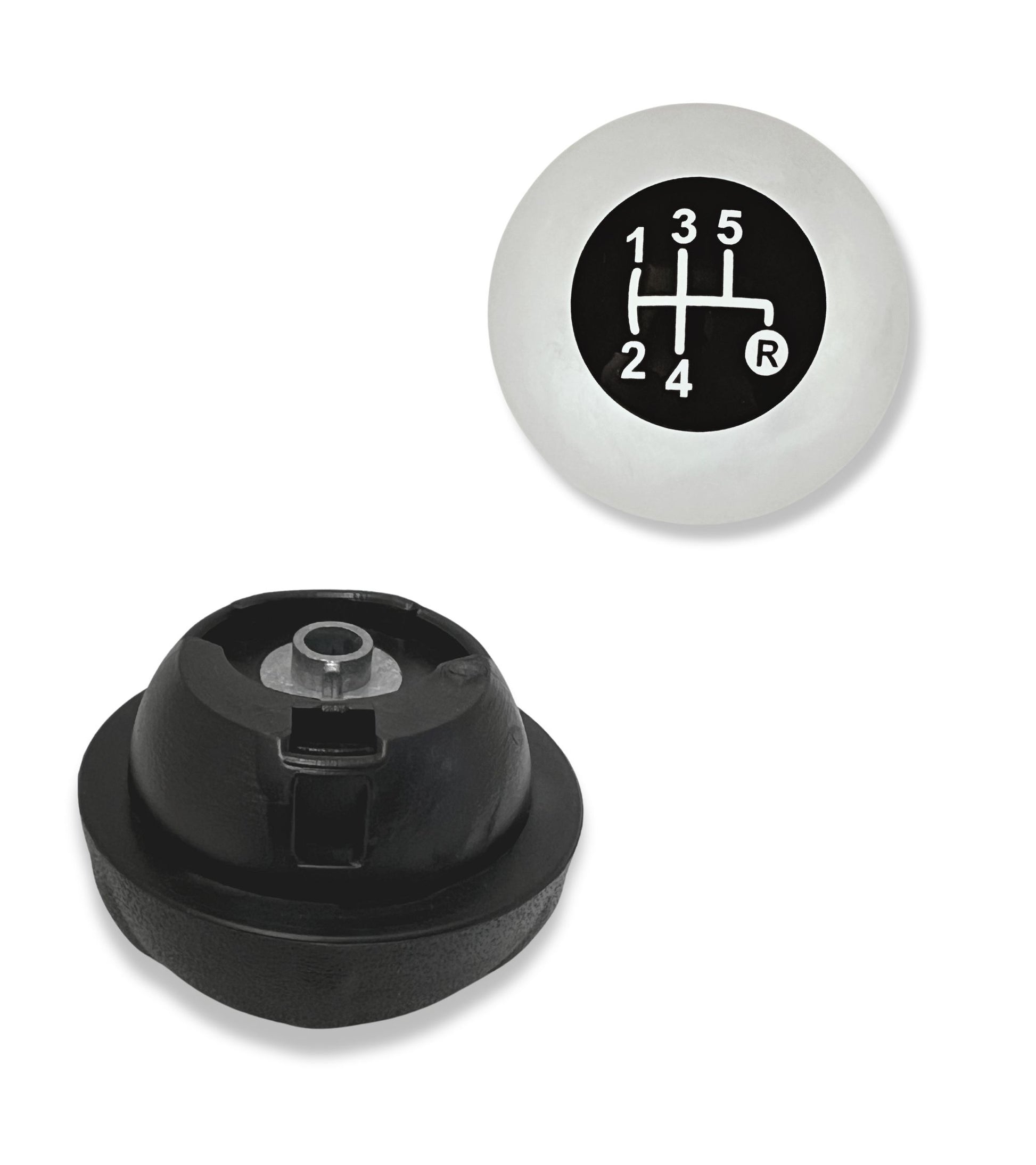 5 Speed ​​Gear Knob &amp; Reverse Compatible with Fiat 500 500C 2007-2018 Silver
