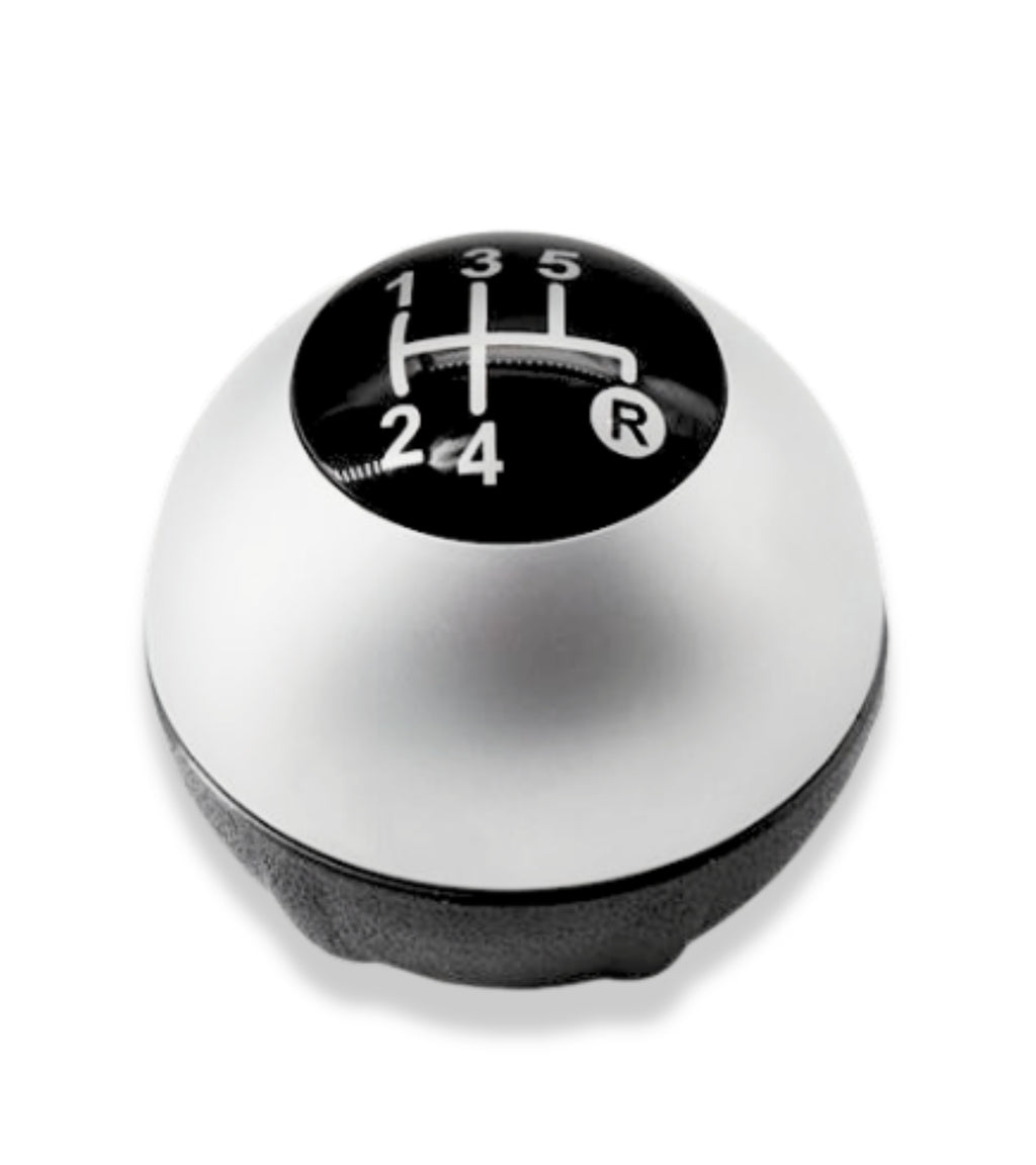 5 Speed ​​Gear Knob &amp; Reverse Compatible with Fiat 500 500C 2007-2018 Silver