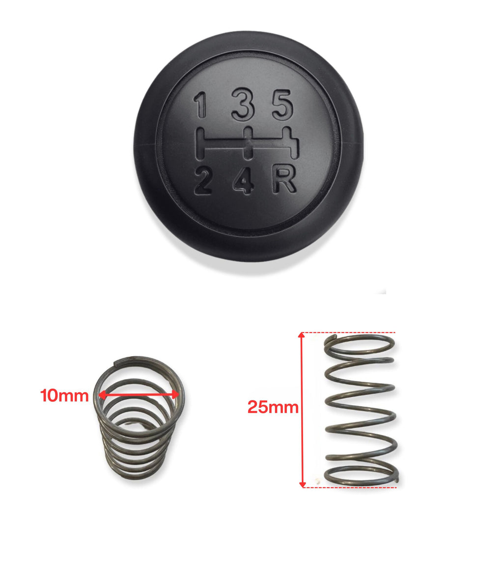 Pomello nero e molla piccola per leva cambio compatibile con Fiat Panda 169 (2003-2012), Fiat 500 312 e 500C (2007-2013)