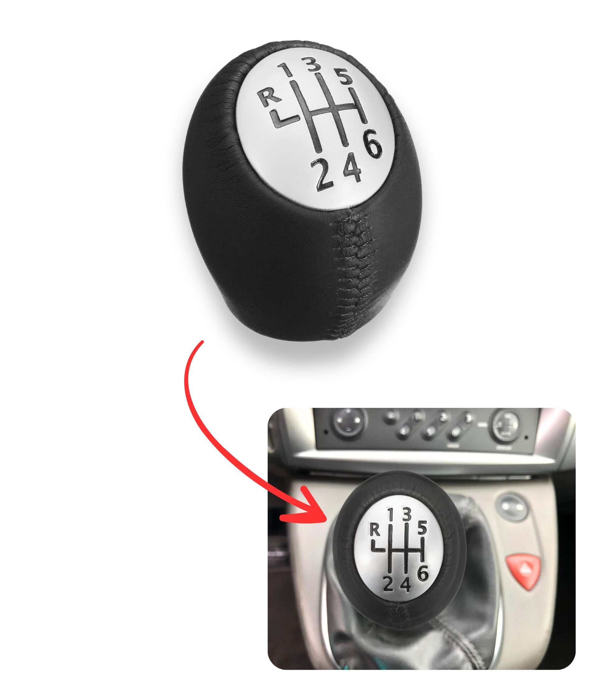 6-SPEED GEAR LEVER KNOB COMPATIBLE WITH RENAULT MEGANE SCENIC LAGUNA CLIO