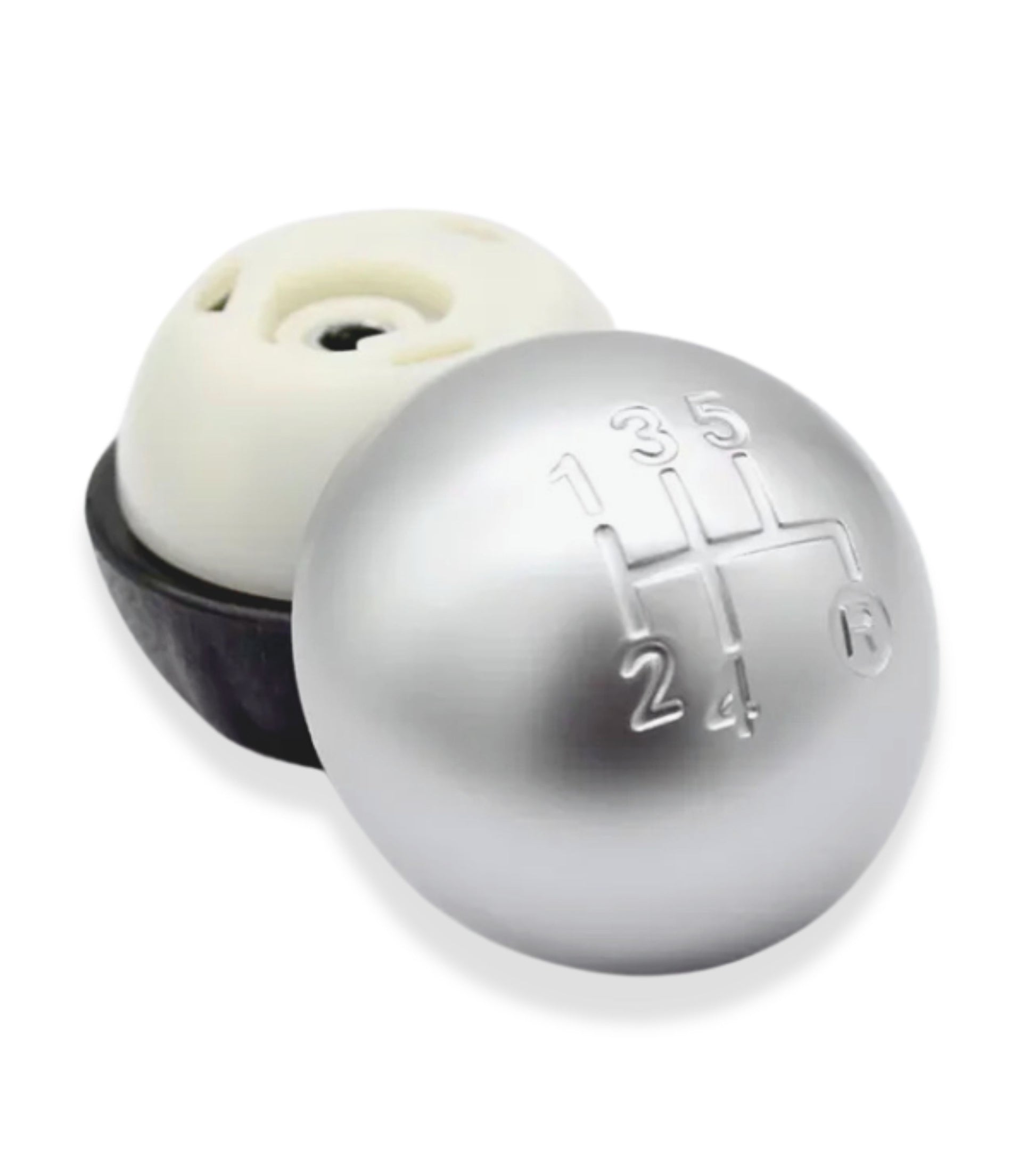 5 Speed ​​Gear Knob and Reverse Compatible with Fiat 500 500C 2007-2018 Silver