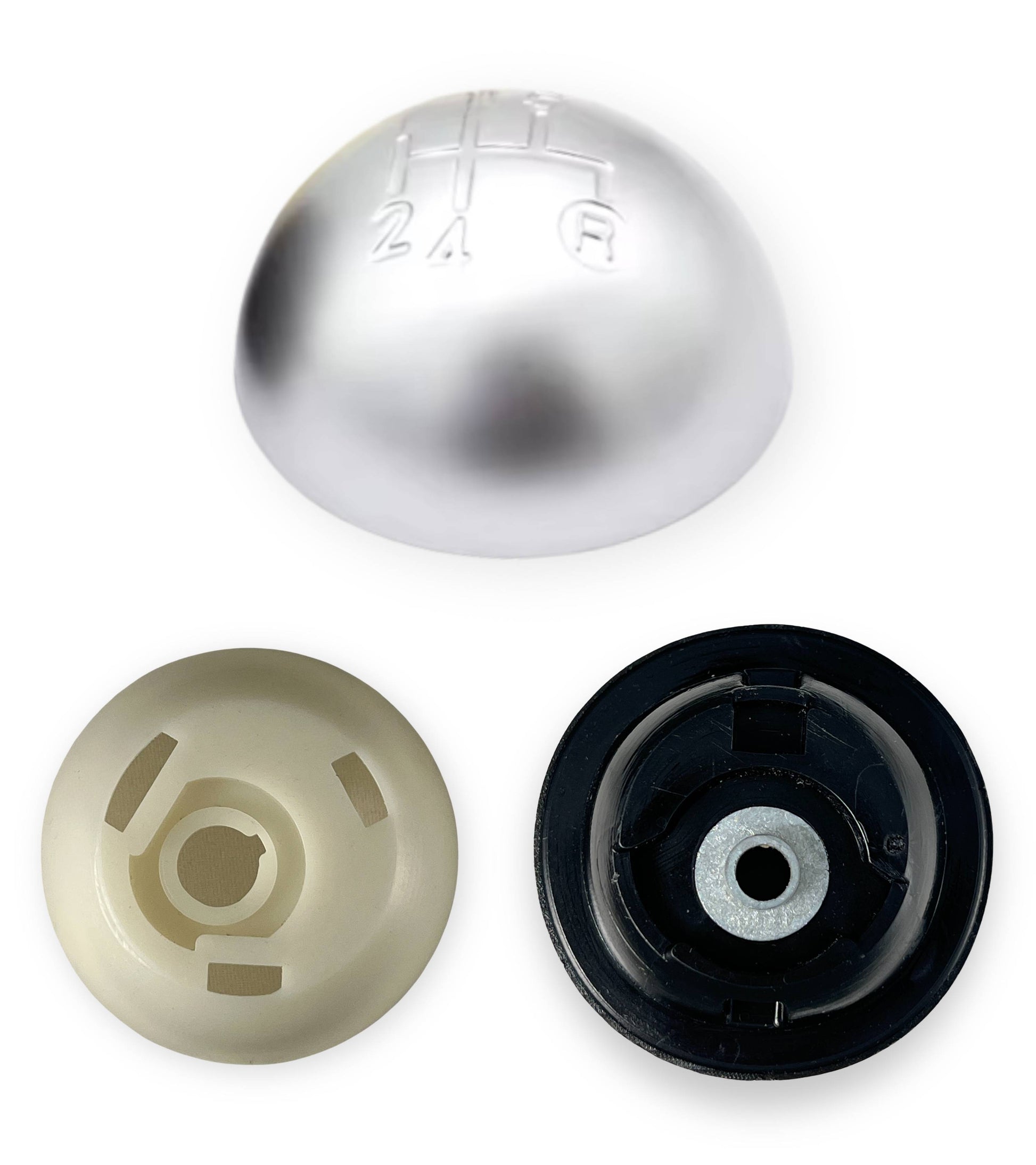 5 Speed ​​Gear Knob and Reverse Compatible with Fiat 500 500C 2007-2018 Silver