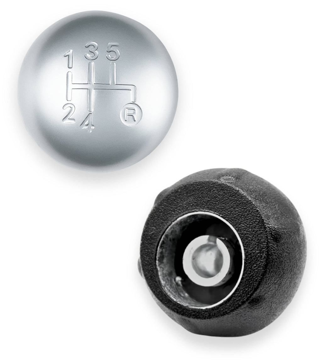 5 Speed ​​Gear Knob and Reverse Compatible with Fiat 500 500C 2007-2018 Silver